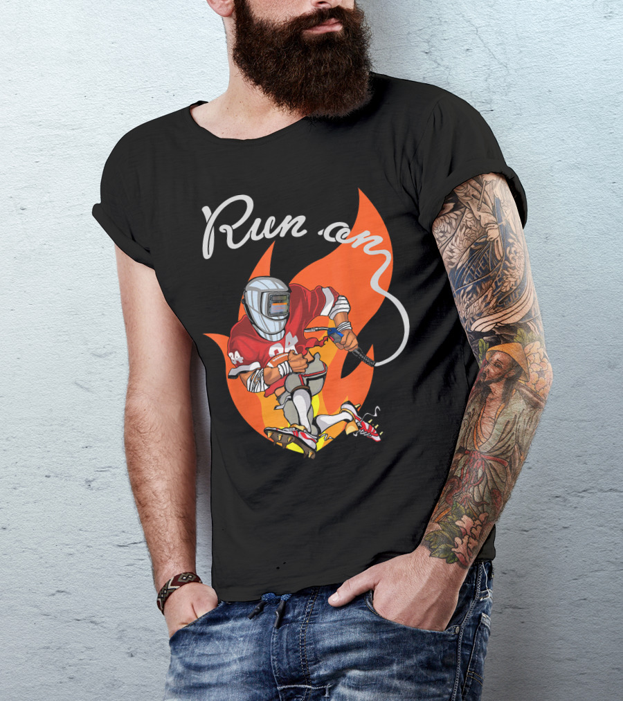 Mens Run On Welder And Football 94 Flame T-Shirt