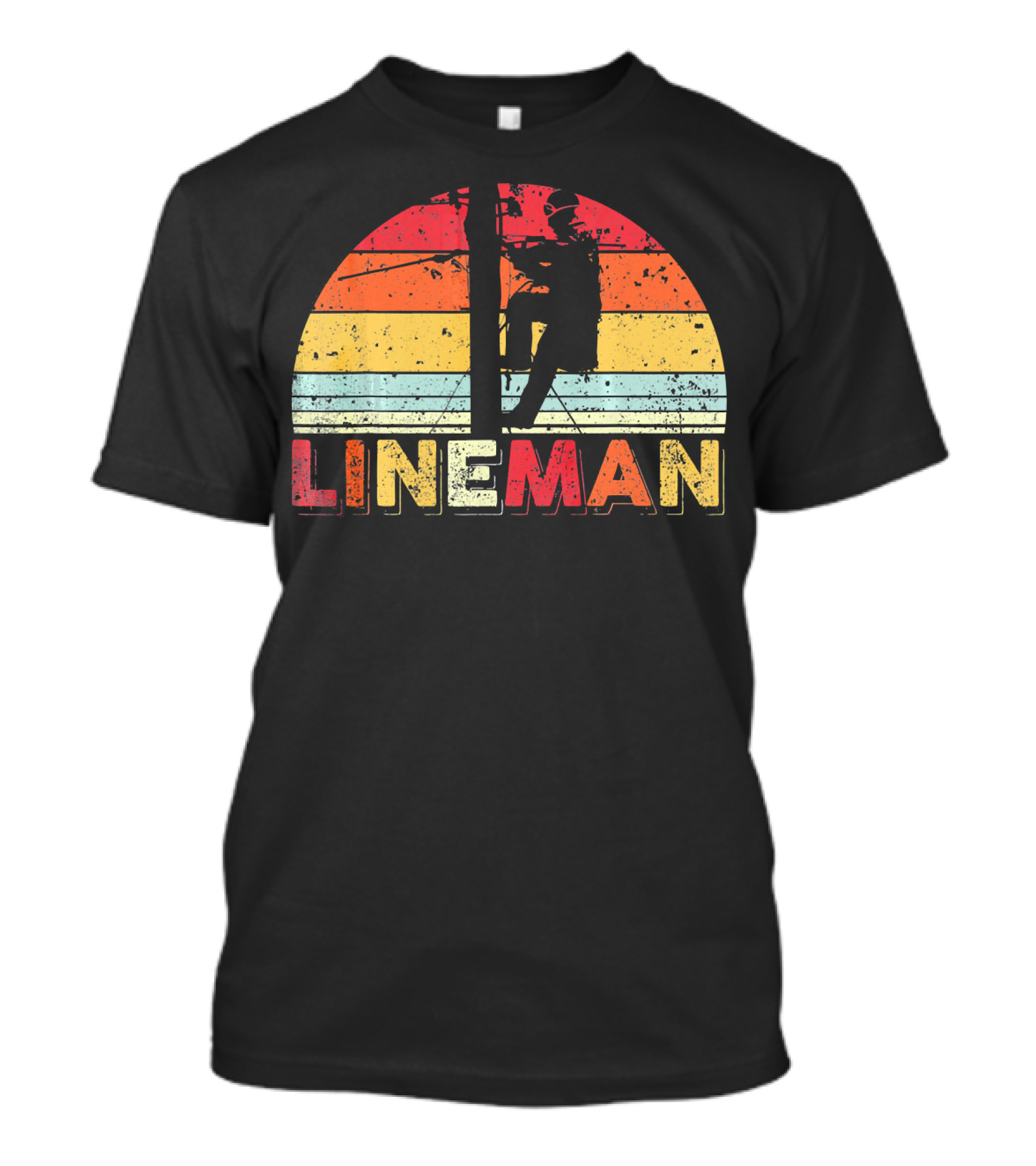 Lineman Vintage Retro Elect Sunset T-Shirt