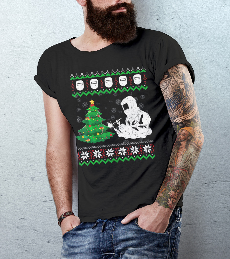 Merry Welder Christmas Tree Welding Ugly T-Shirt