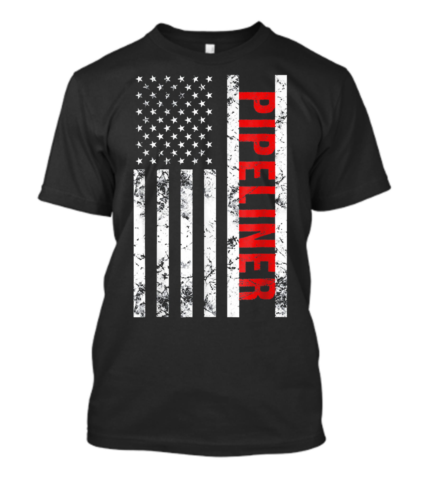 Pipeliner American Flag Mens Welder Pipe T-Shirt