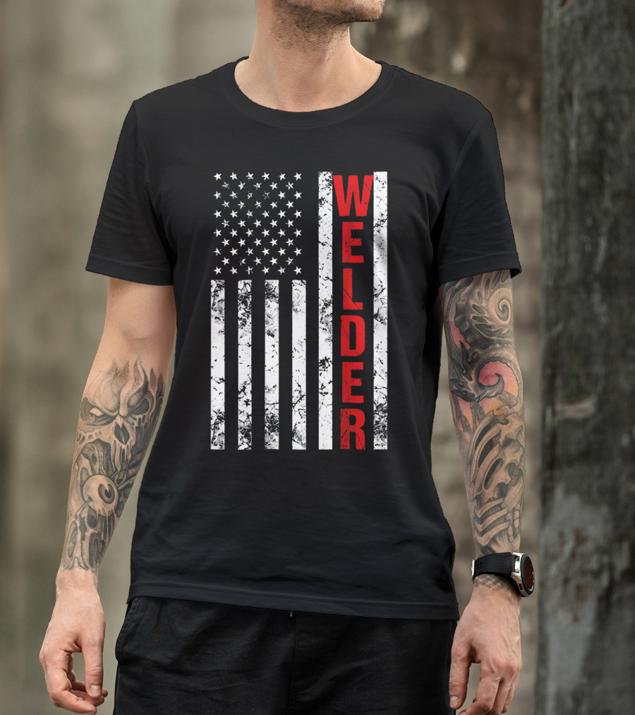 Mens Welders American Flag T-Shirt