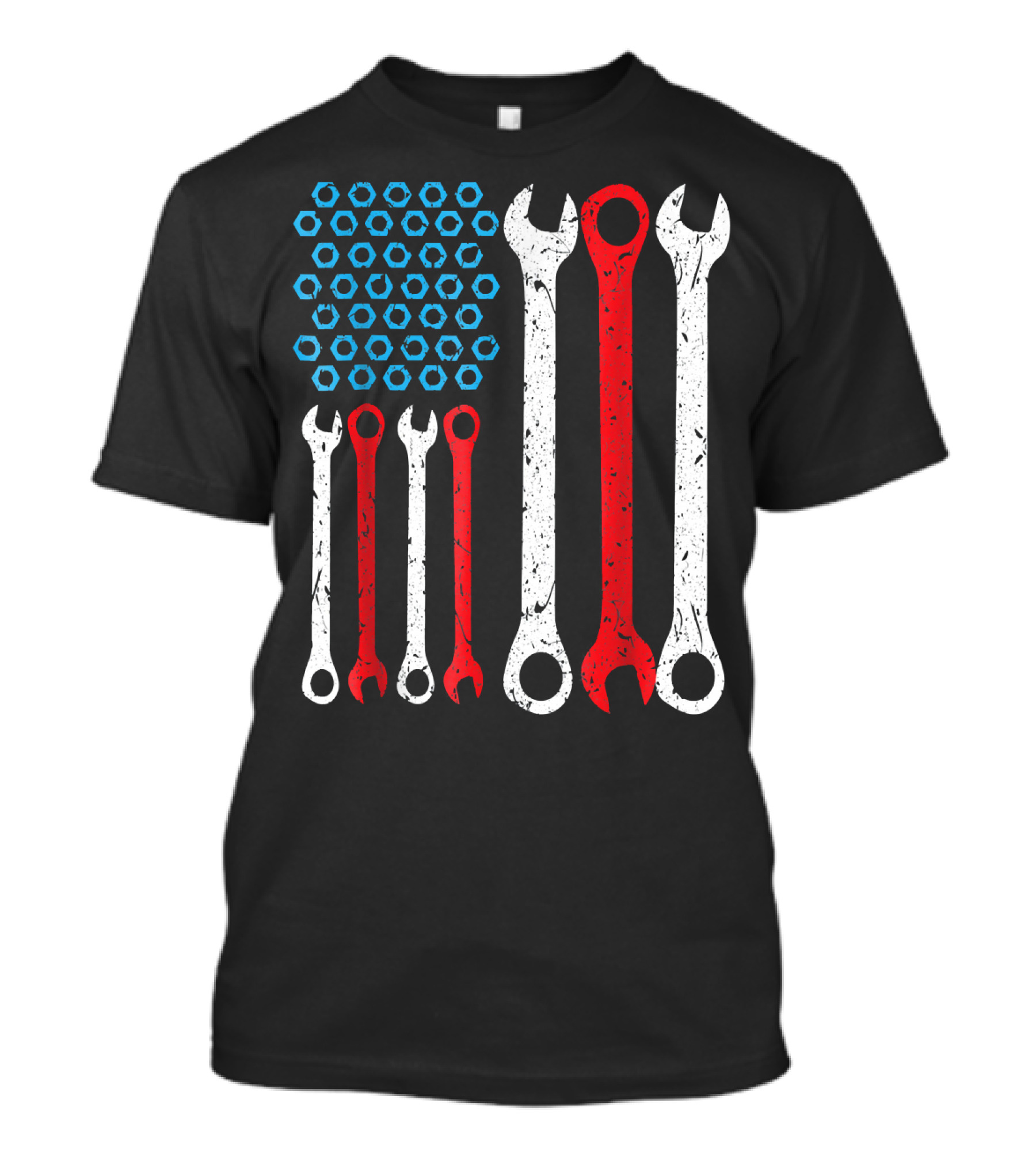 Mechanic USA American Flag Wrenches And Nuts T-Shirt