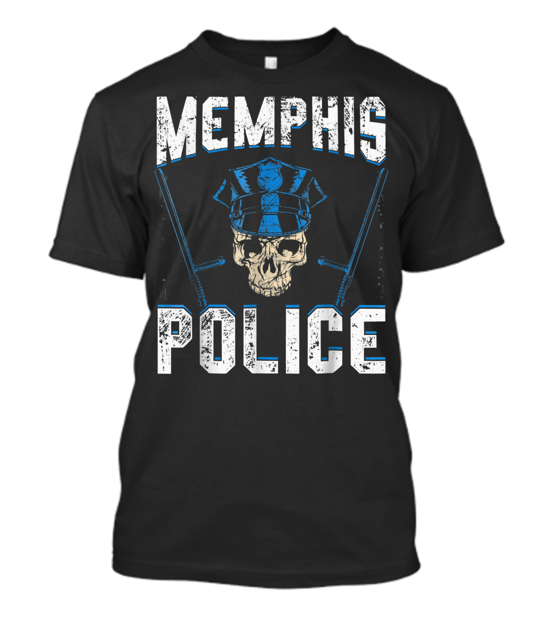 Memphis Police Skull And Crossed Batons T-Shirt