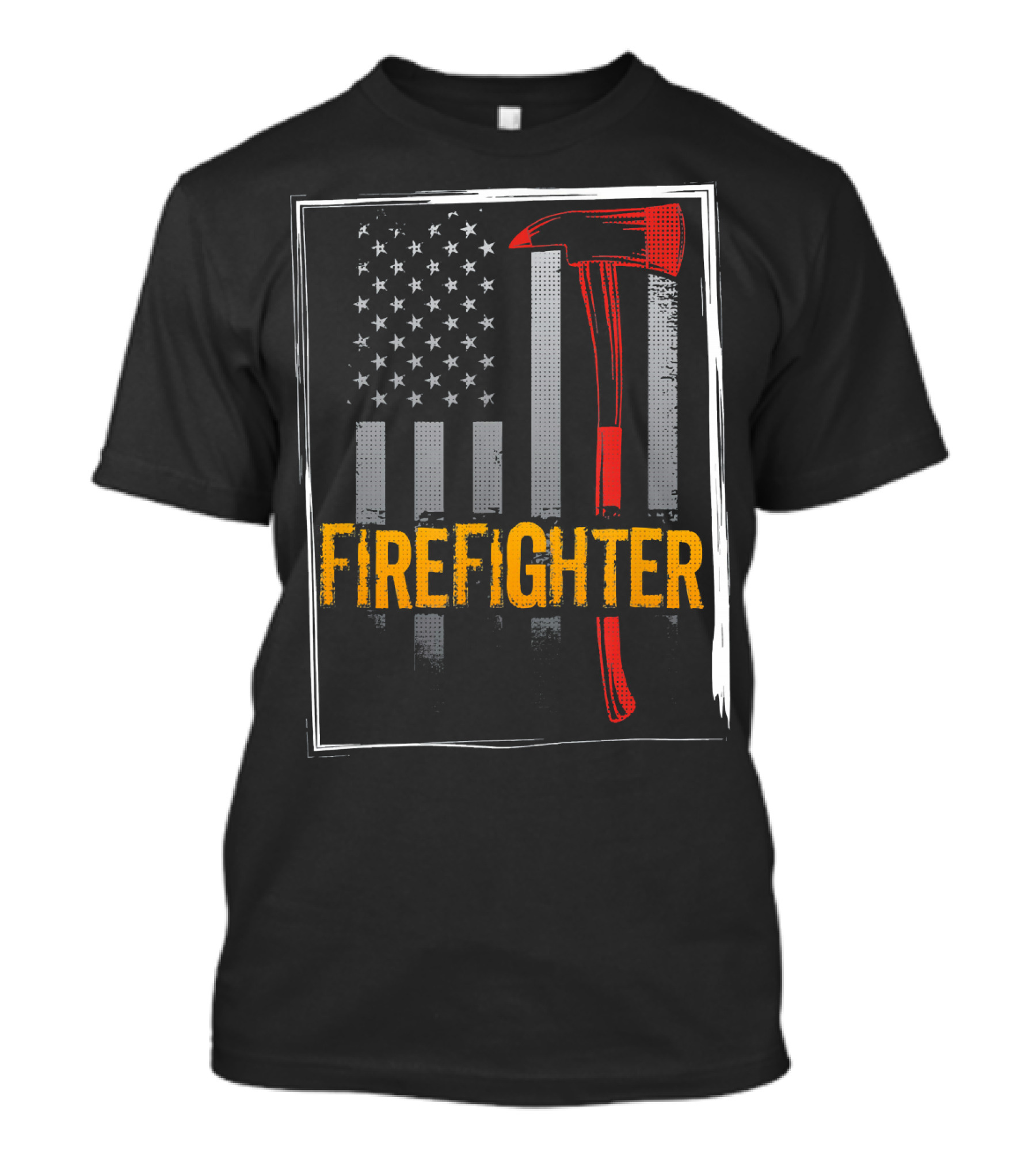 Firefighter USA Flag With Red Fire Axe T-Shirt