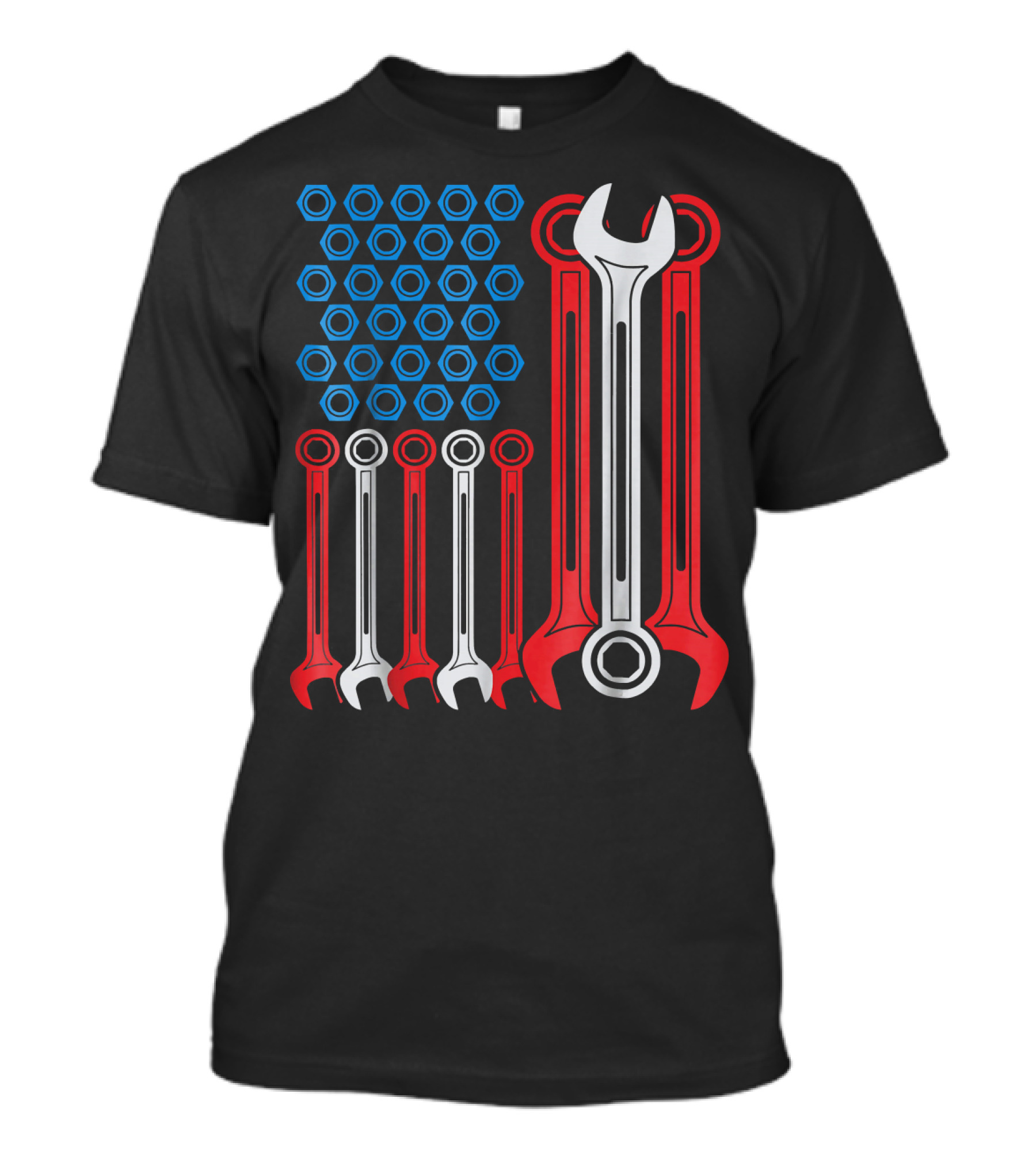 Patriotic Mechanic Wrench USA Flag T-Shirt