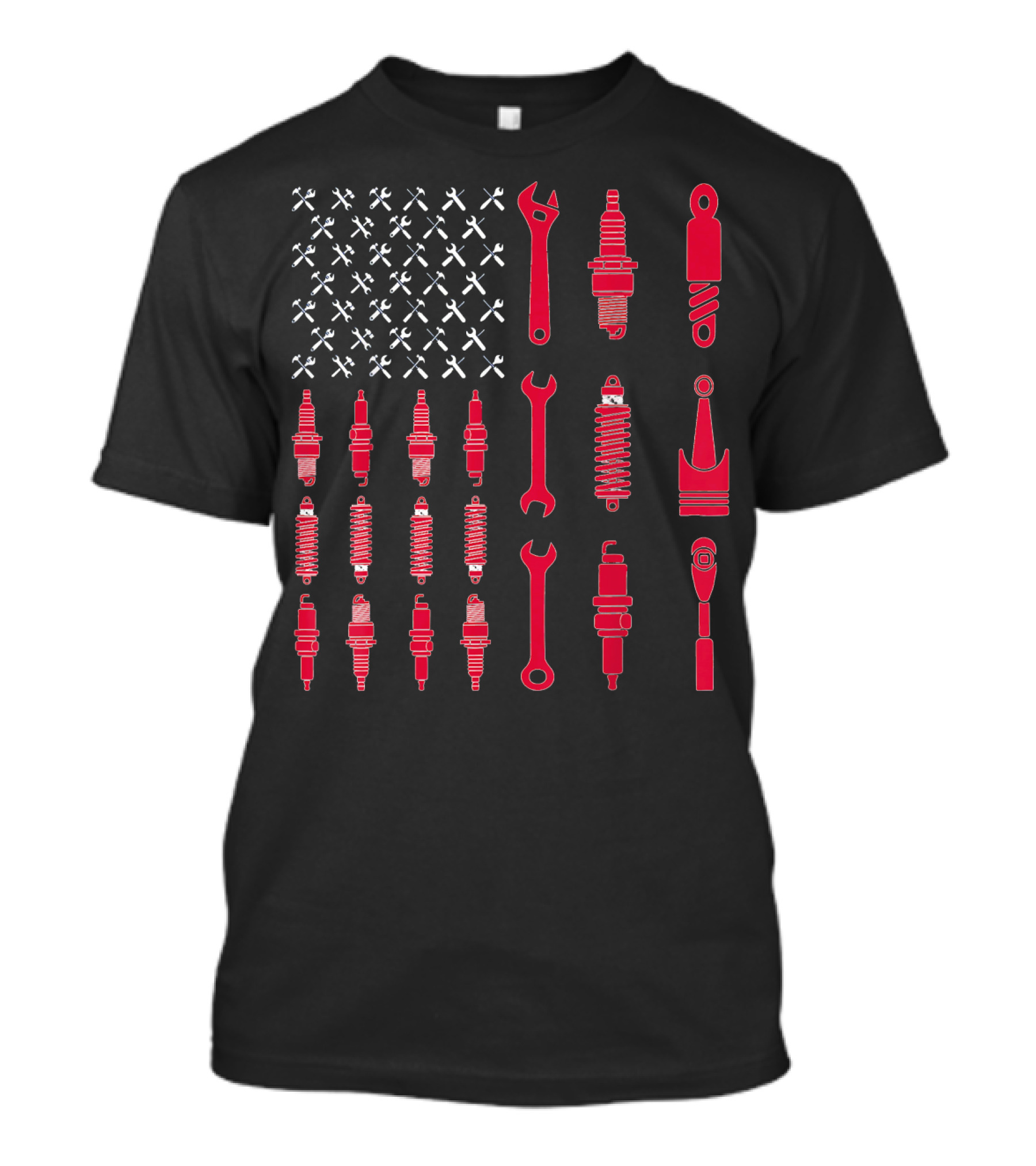 Mechanic Patriotic USA Tools And Spark Plugs T-Shirt