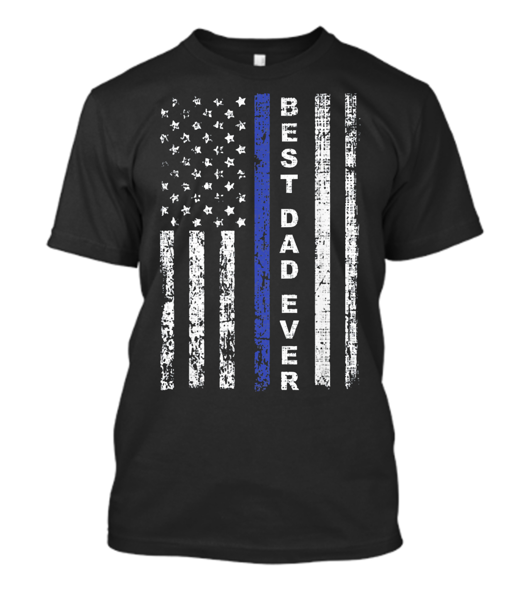 Mens Best Dad Ever Thin Blue Line American Flag T-Shirt