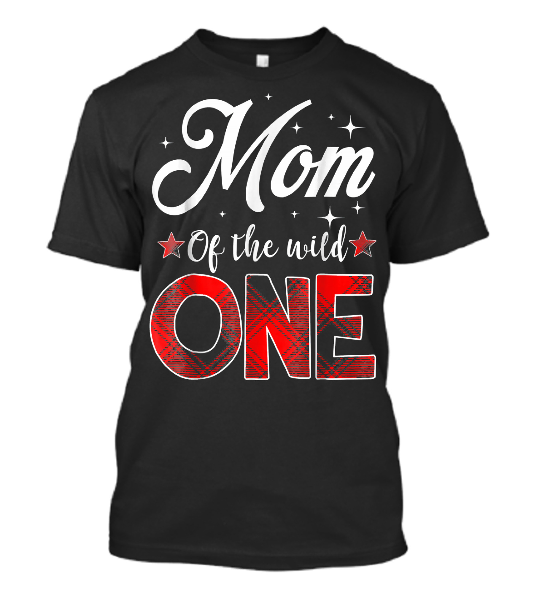 Mom Of The Wild One Plaid Lumber Starry Black Red T-Shirt
