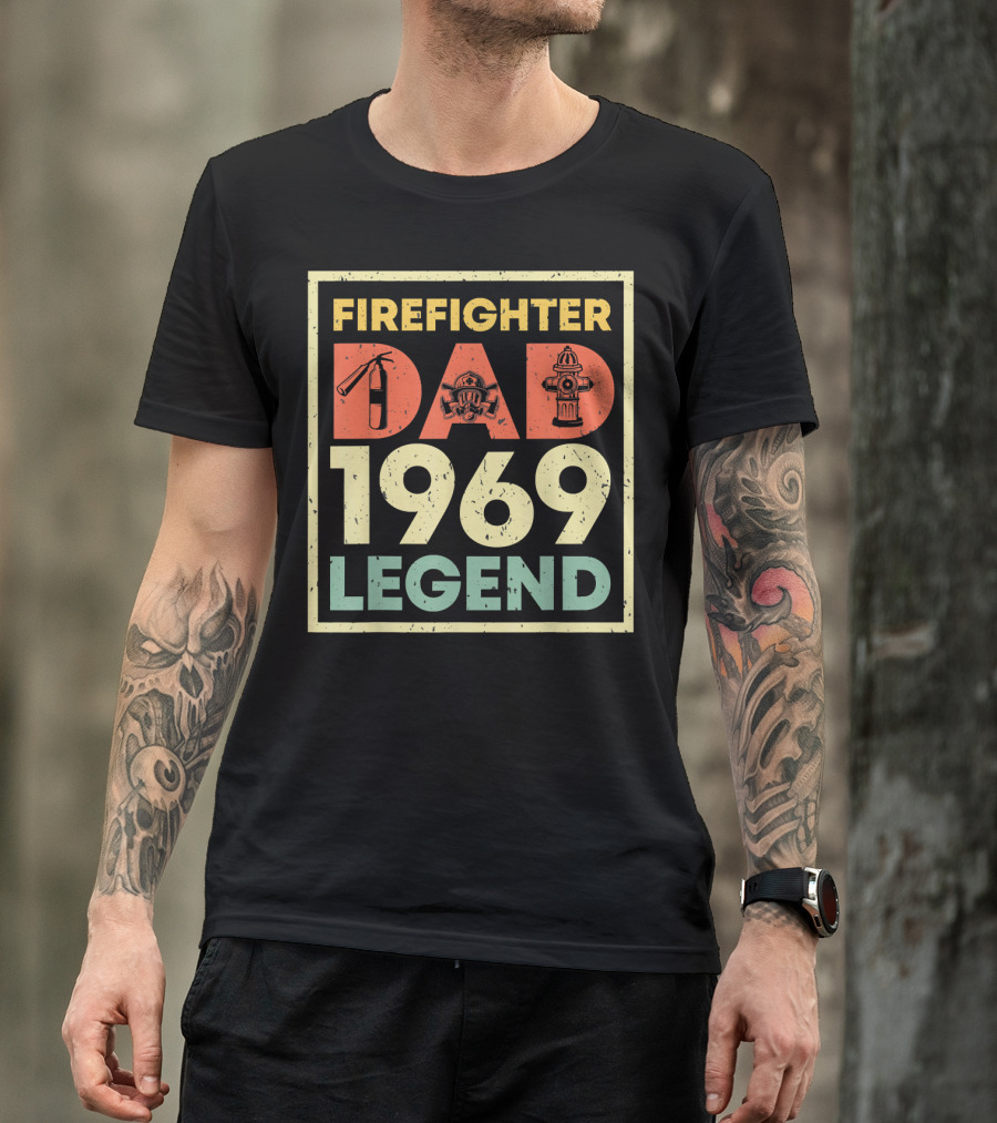 Firefighter Dad 1969 Legend Vintage Firefight Icons T-Shirt