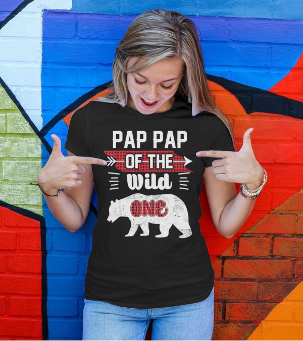 PAP PAP OF THE WILD ONE Bear Plaid Arrow And Wild Text T-Shirt