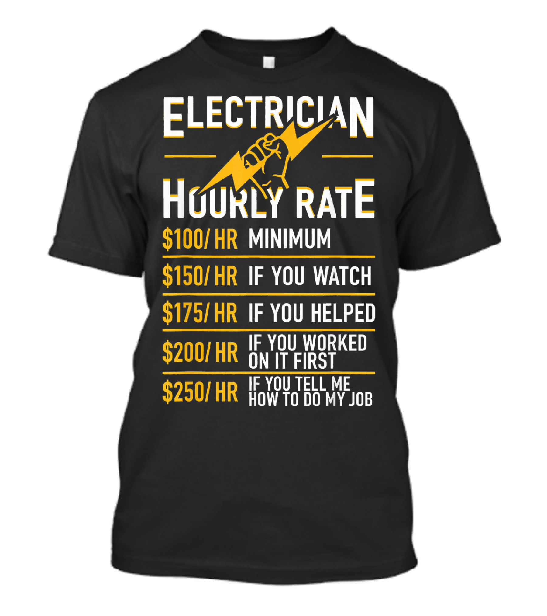 Electrician Hourly Rate Minimum If You Watch Helped Worked First Tell Me How To Do My Job T-Shirt
