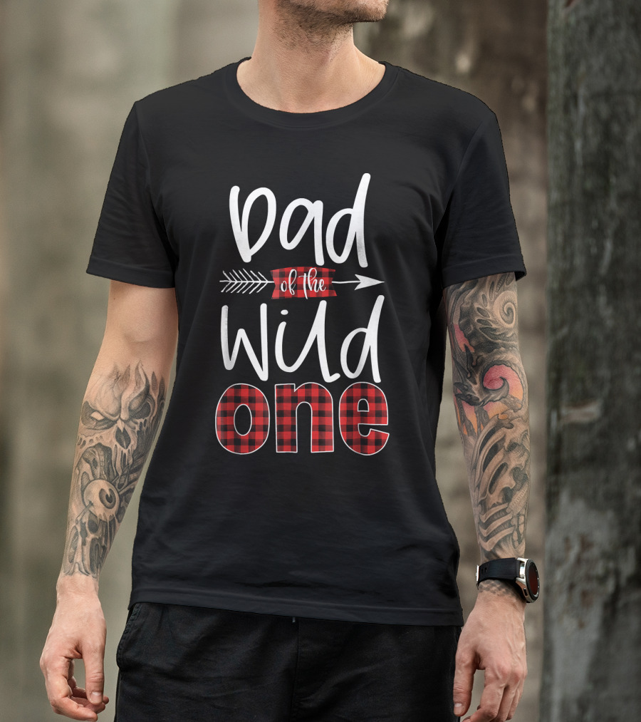 Dad Of The Wild One Plaid Arrow T-Shirt