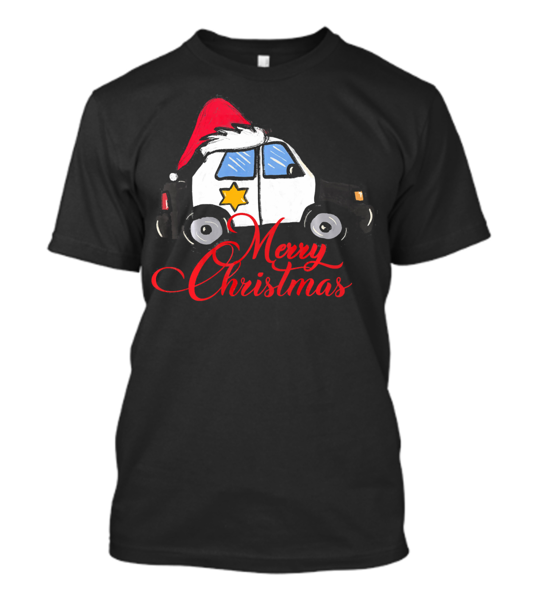 Merry Christmas Police Car Cruiser Santa Hat T-Shirt