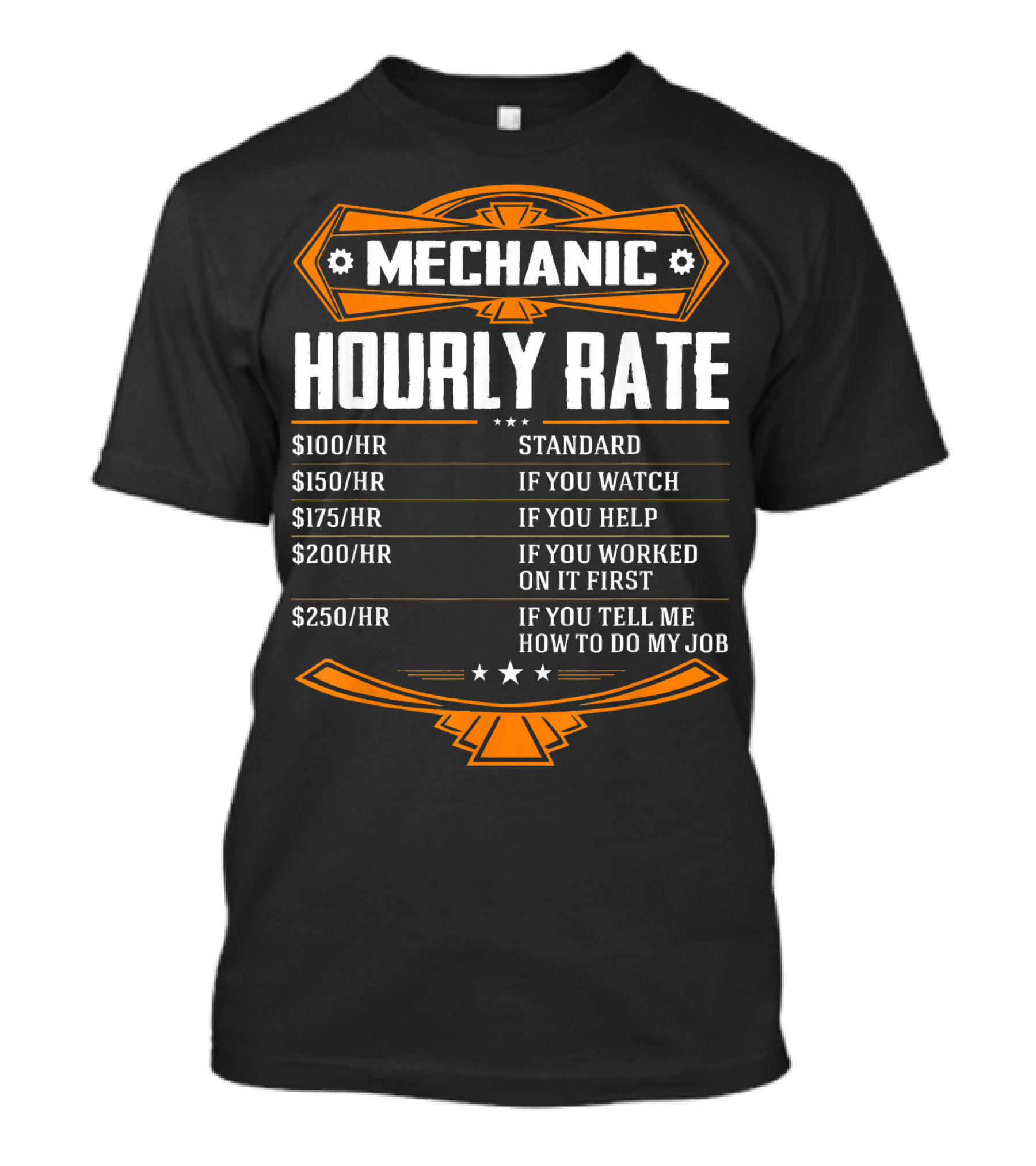 Mechanic Hourly Rate Standard If You Watch Help Worked It First Tell Me How To Do My Job T-Shirt