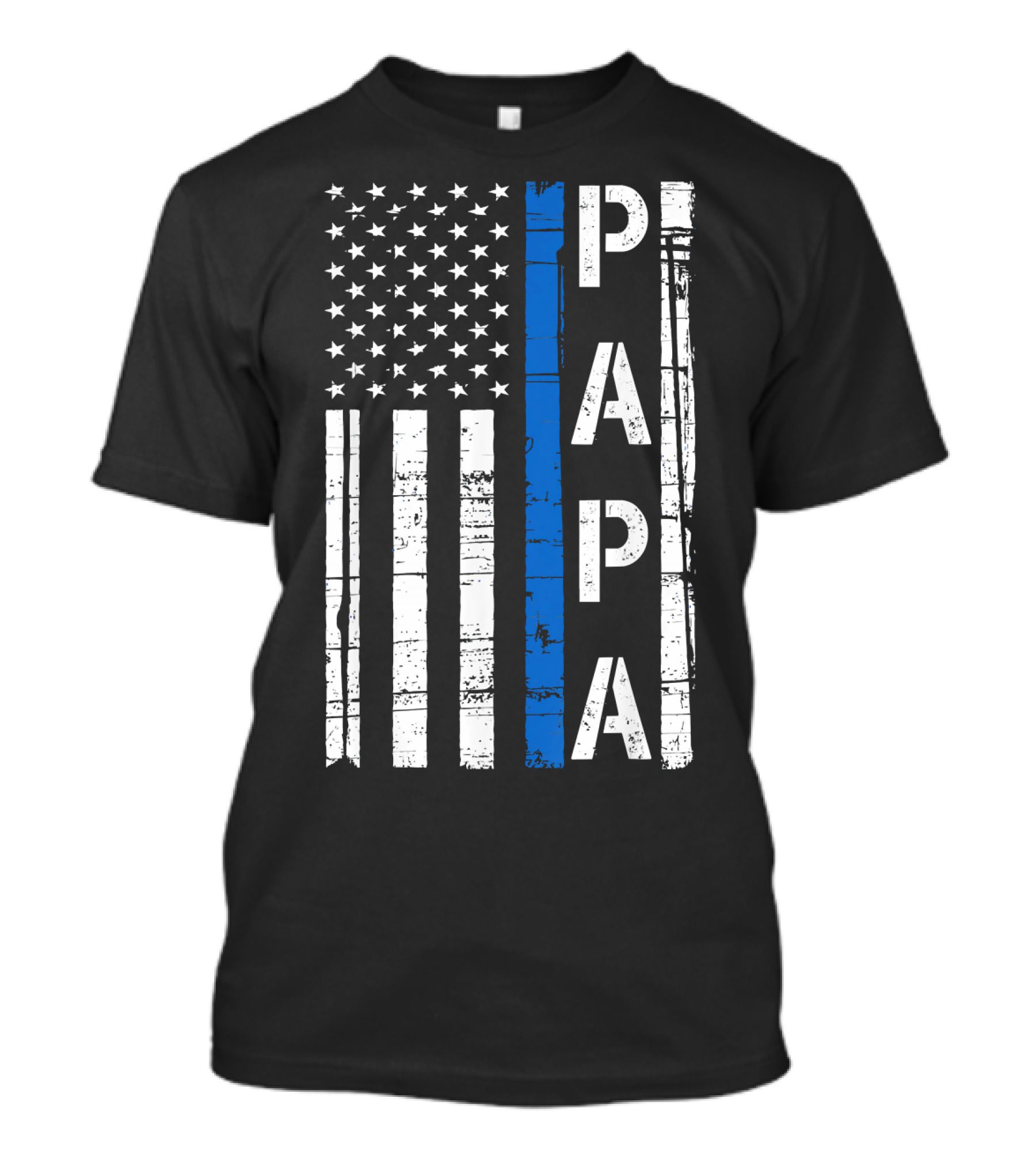 Papa Thin Blue Line American Flag Mens T-Shirt