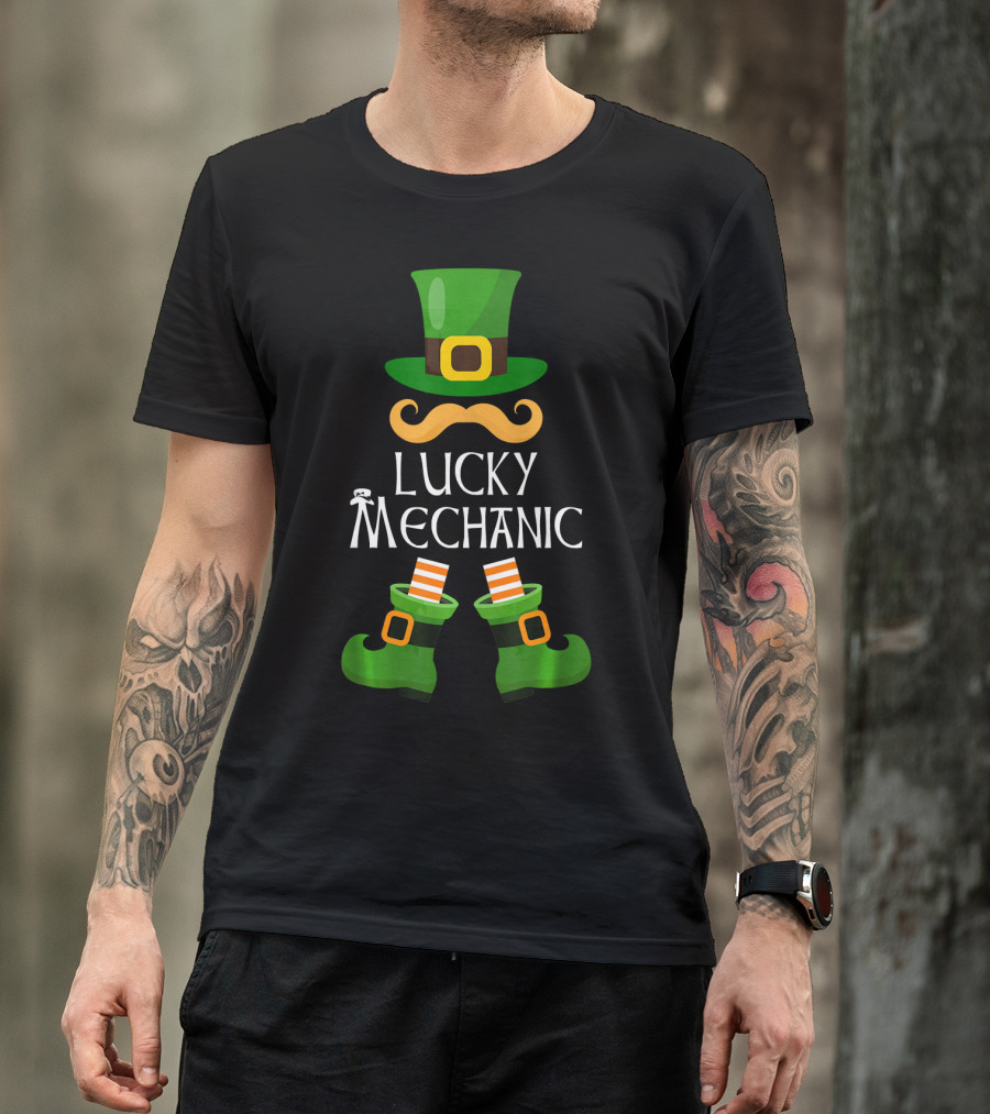 Lucky Mechanic Leprechaun Hat And Boots St. Patrick's Day T-Shirt