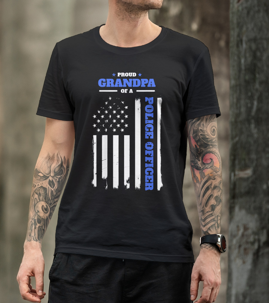 Proud Grandpa Of A Police Officer American Flag T-Shirt