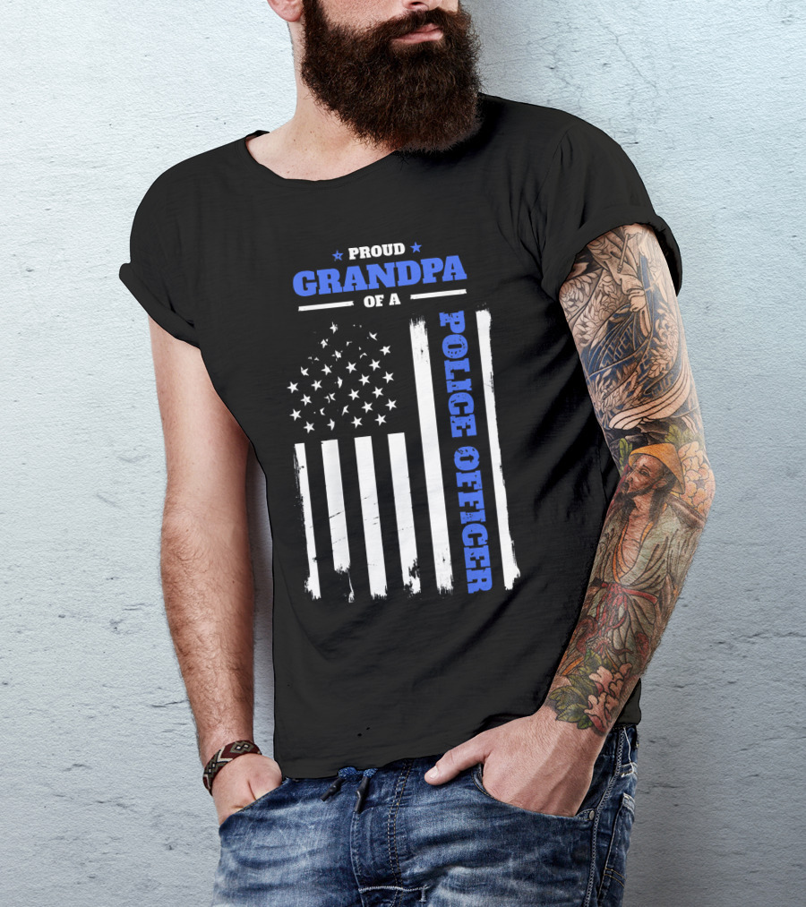 Proud Grandpa Of A Police Officer American Flag T-Shirt