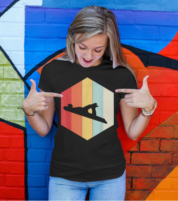 Mens Retro Vintage Hand Plane Woodworkin Colorful Hexagon T-Shirt
