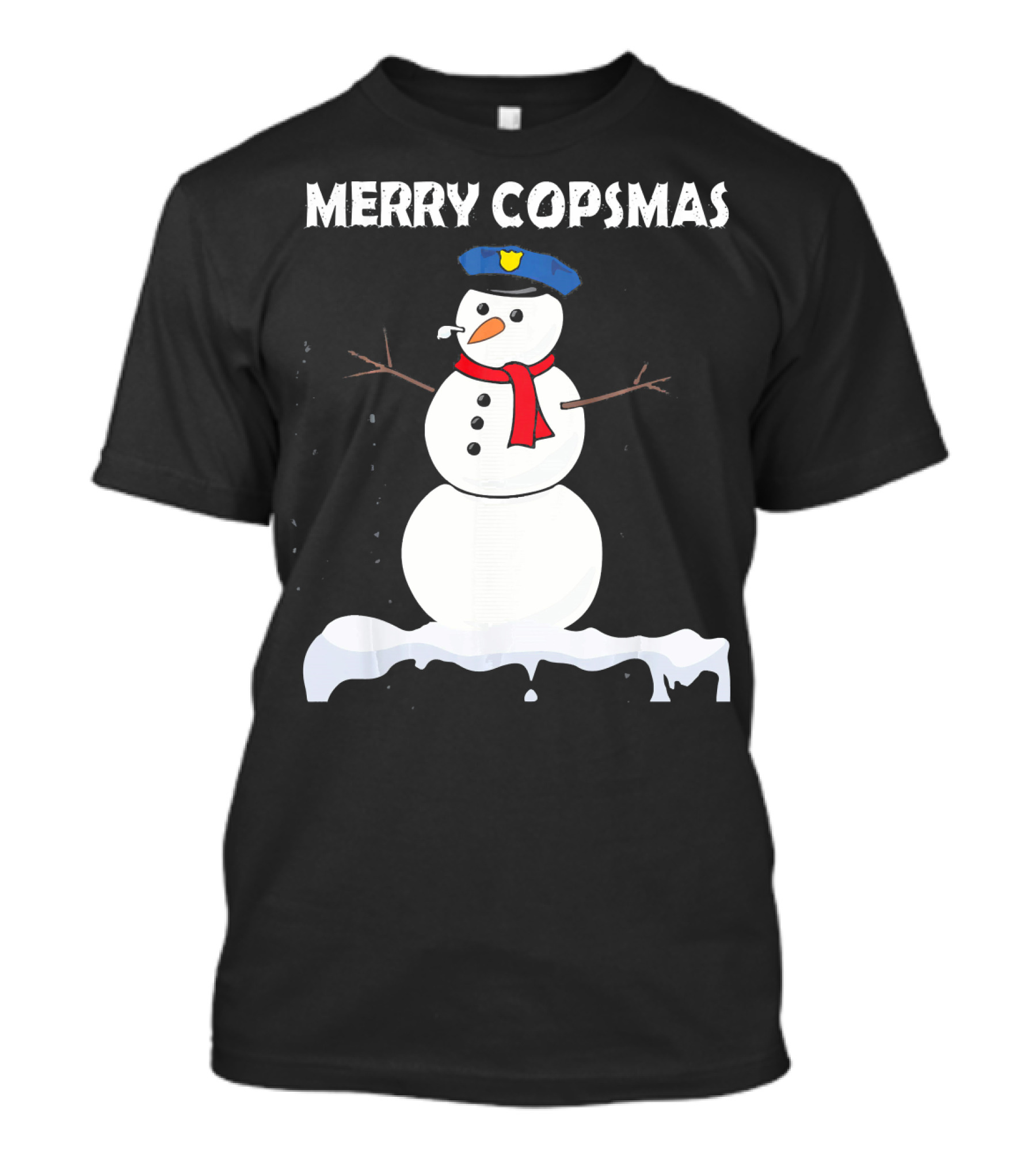Merry Copsmas Funny Snowman Police Officer T-Shirt