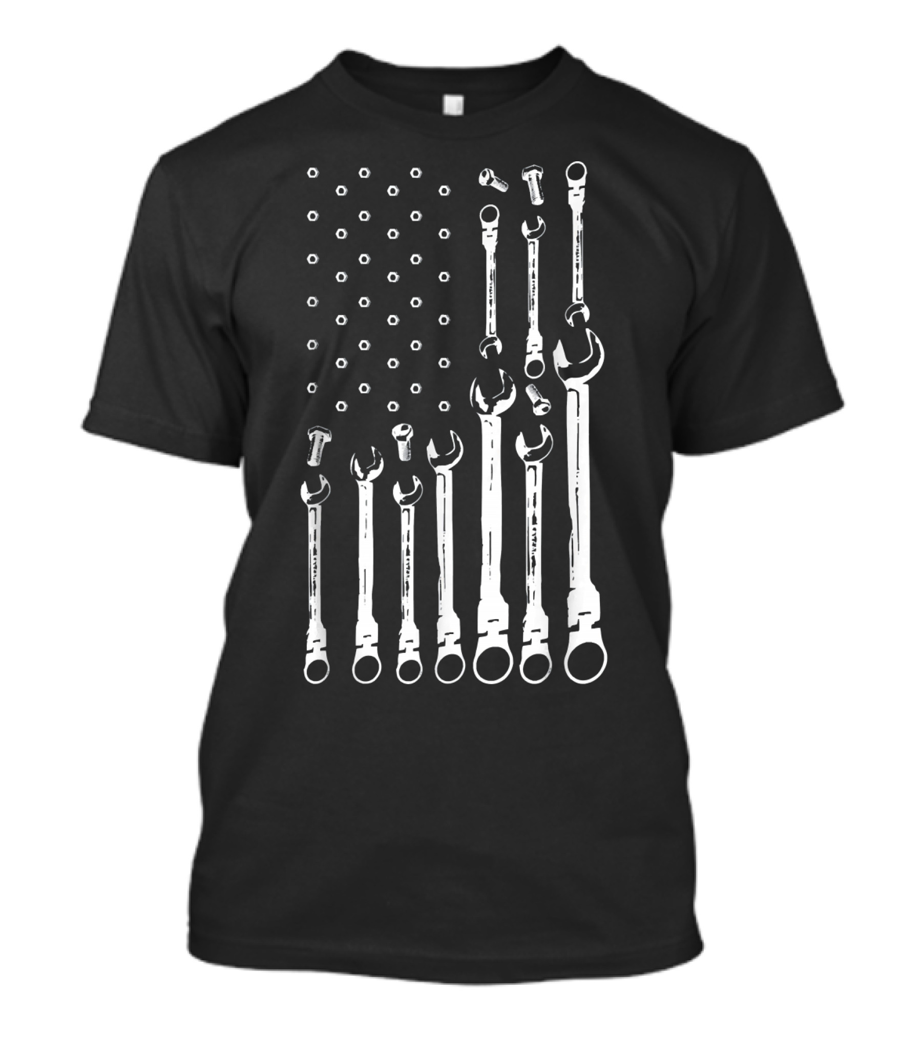 Mechanic Flag Patriotic Mechanic Wrench Spanner Tools USA Flag T-Shirt