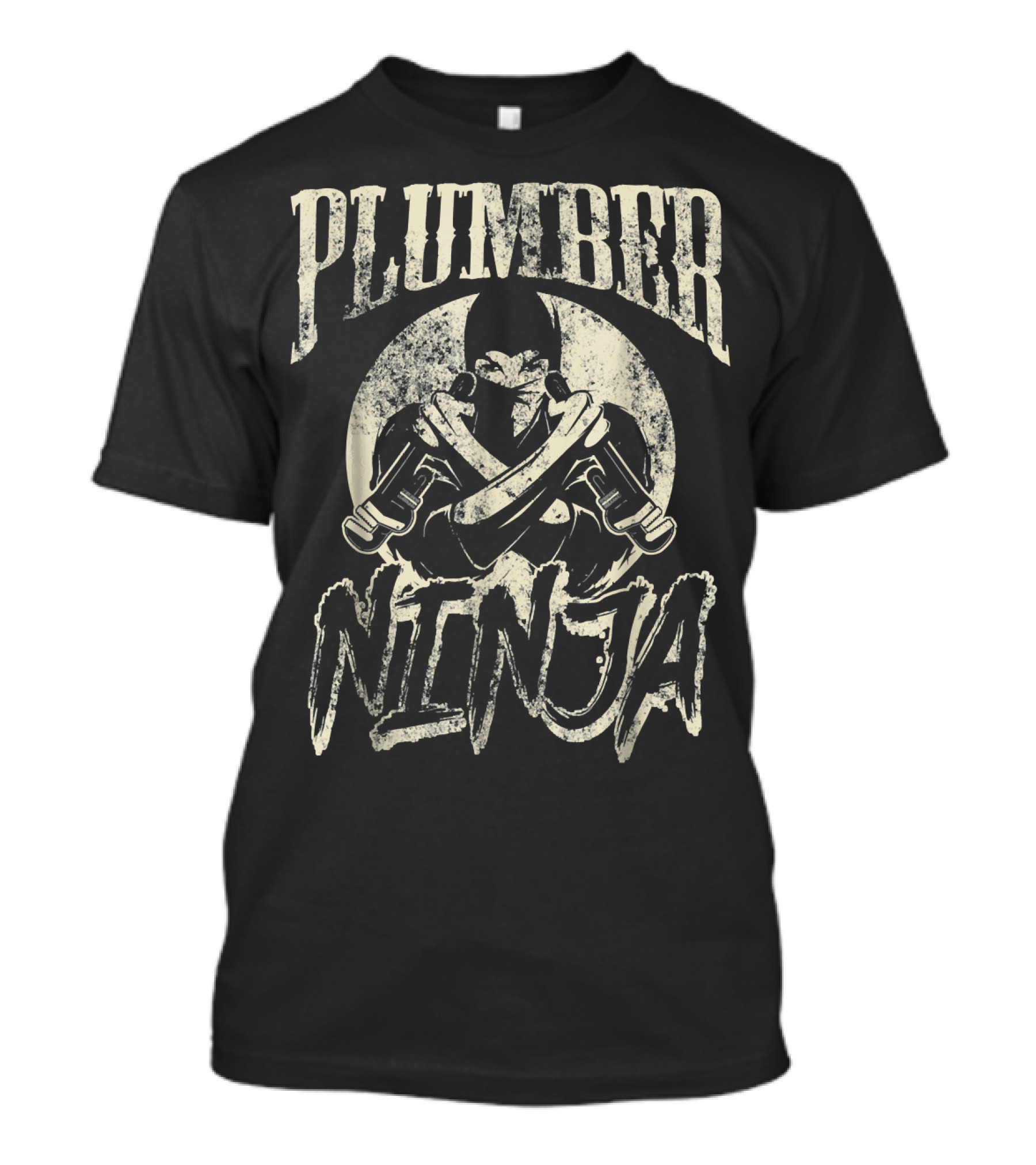 Plumber Ninja Crossed Wrenches Moon Background T-Shirt