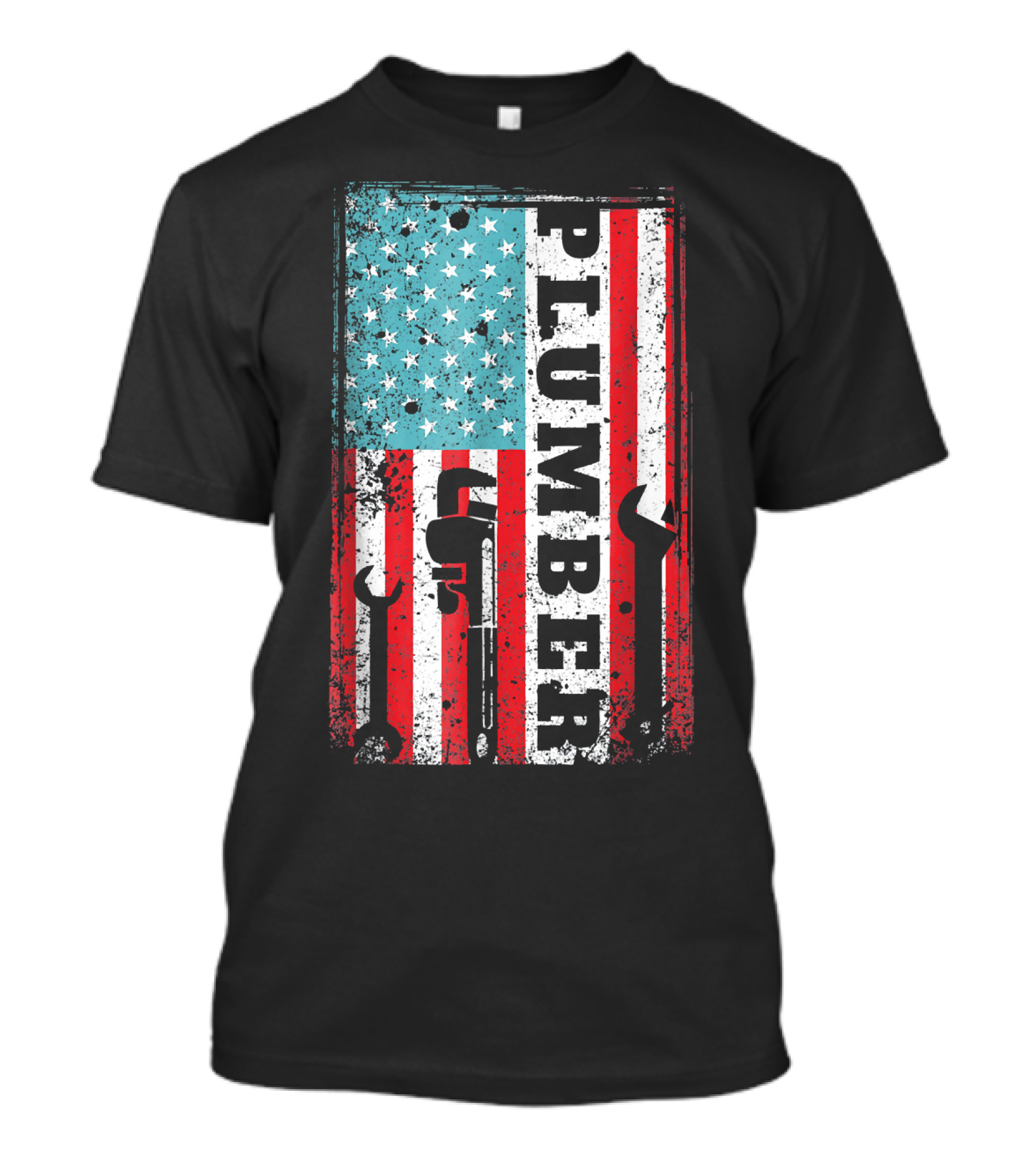 Plumber American Flag USA Plumbing Wrench Tools T-Shirt