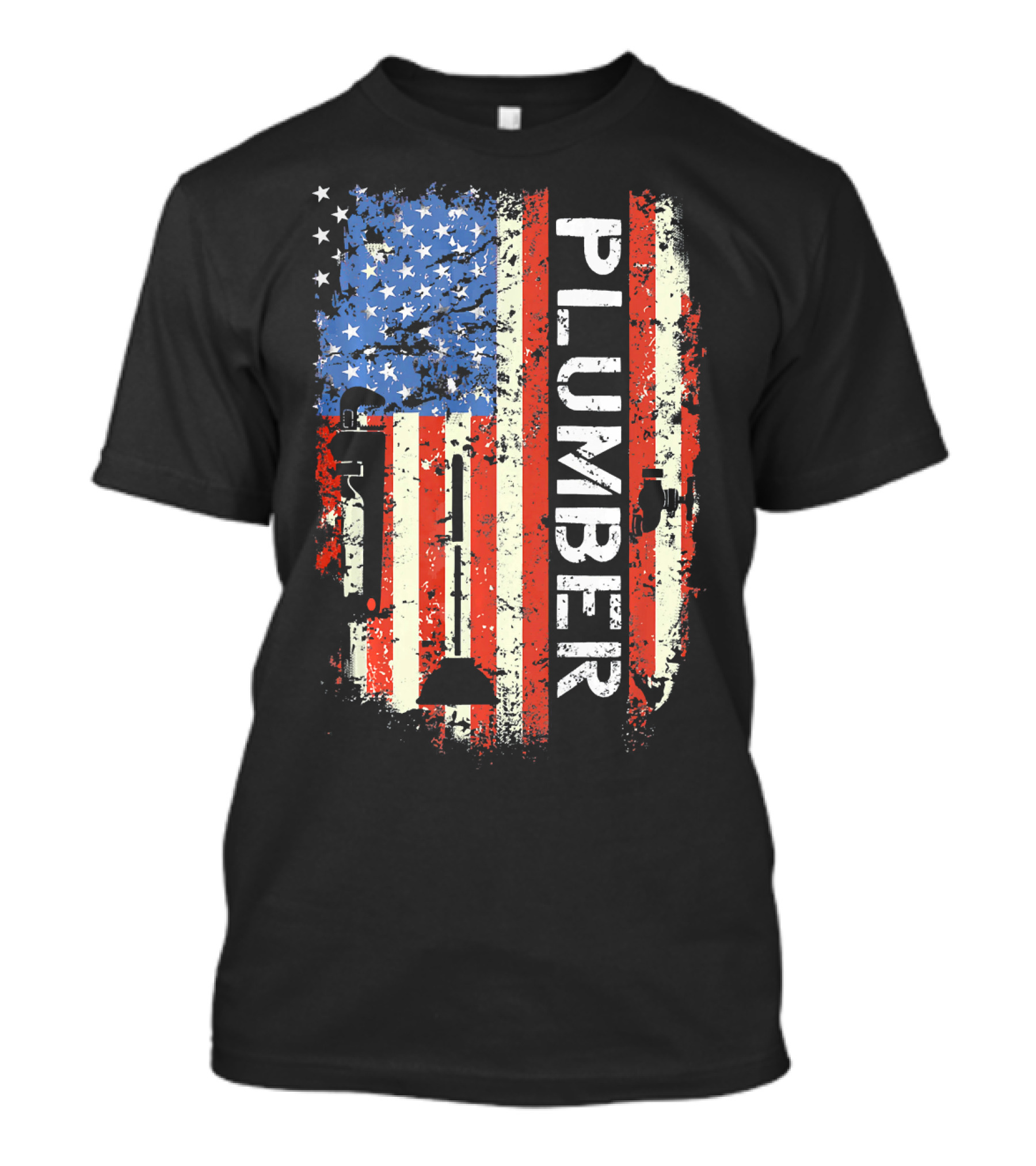Patriotic American Flag Plumber Vintage Plumber T-Shirt