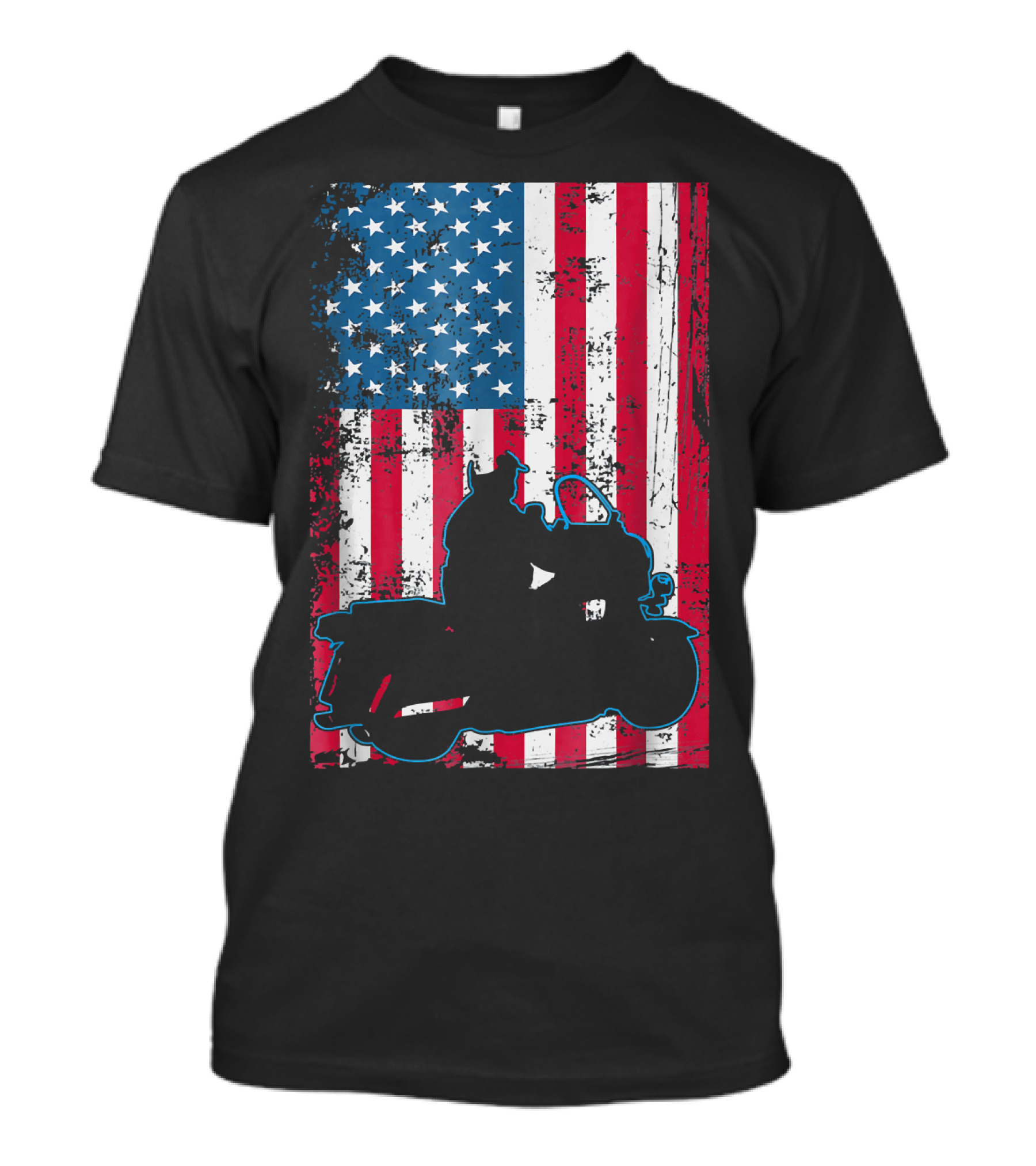 Patriotic American Flag With Motorcycle Police T-Shirt