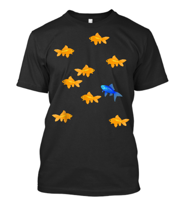 Goldfish Embrace Individuality Blue Fish Among Orange Fish T-Shirt