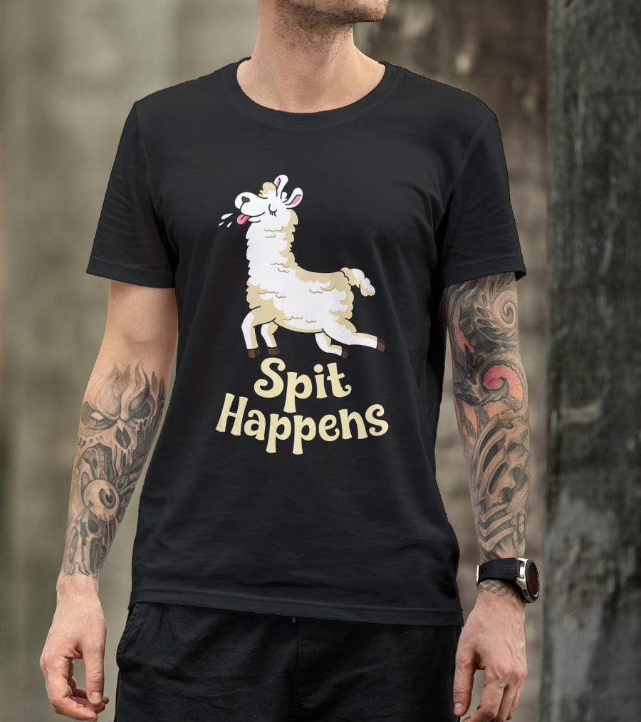 Funny Llama Spit Happens Llama T-Shirt
