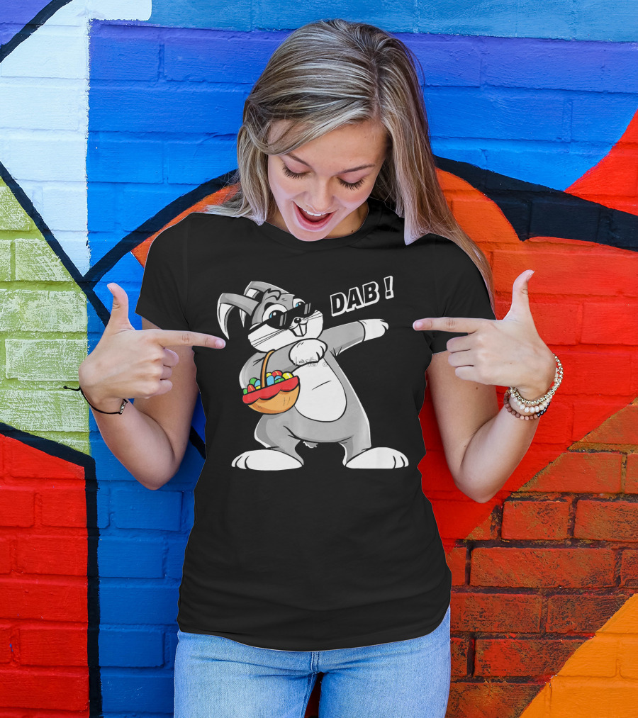 Dab Easter Bunny With Basket Of Eggs T-Shirt
