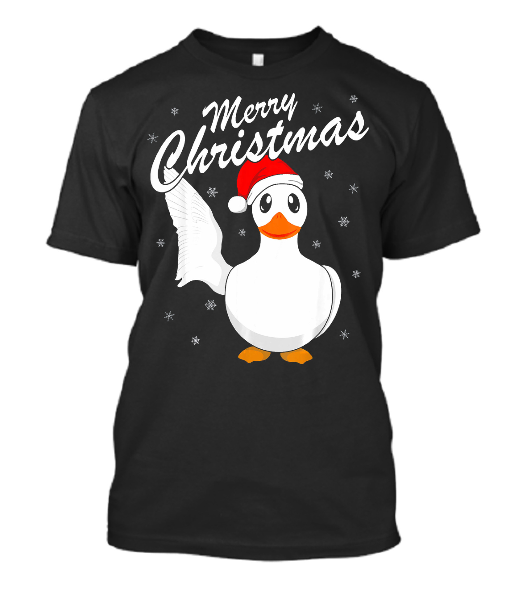 Merry Christmas Funny Animal Santa Duck Snowflakes T-Shirt