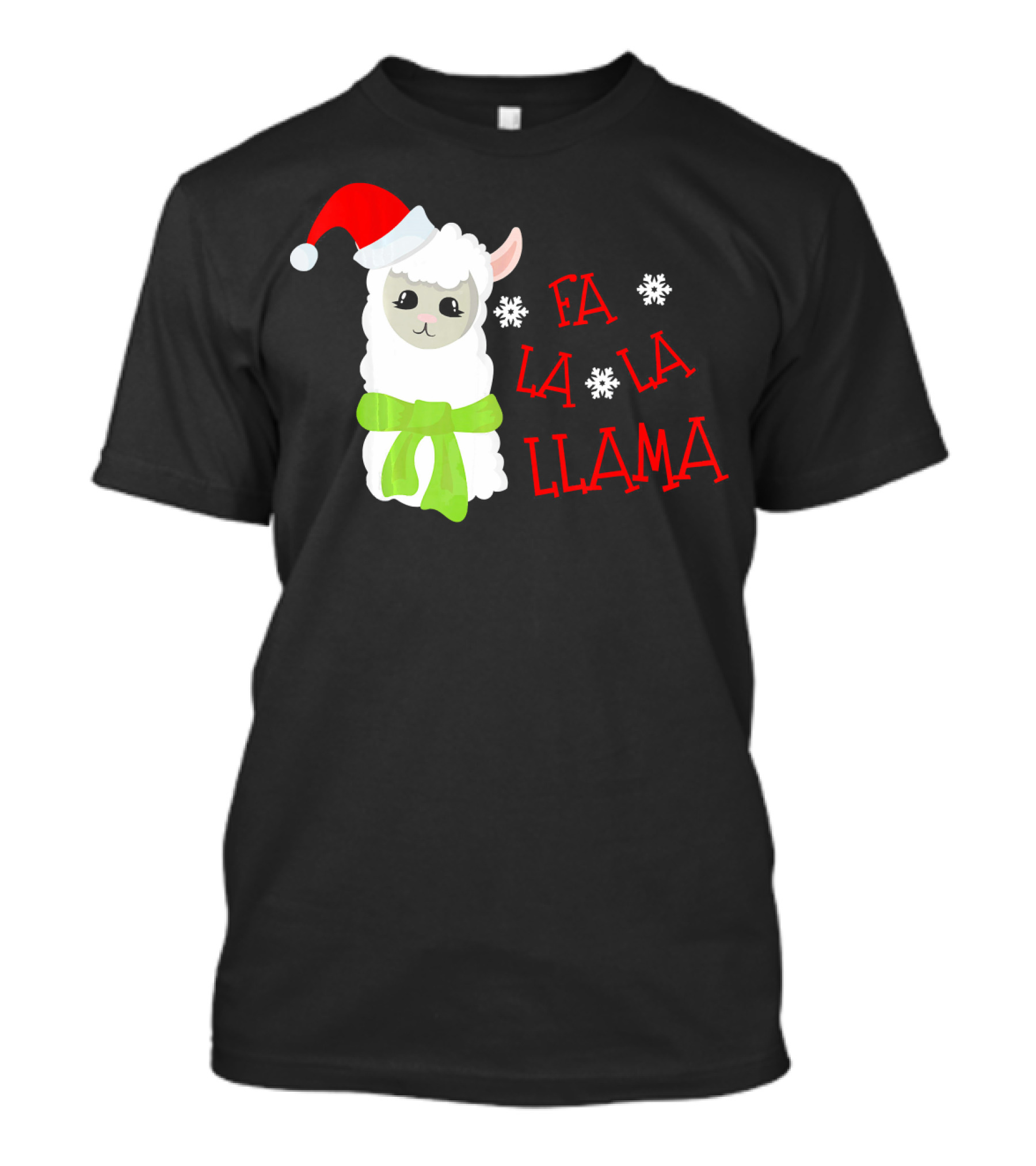 Fa La La Llama Christmas Santa Hat Alpaca T-Shirt