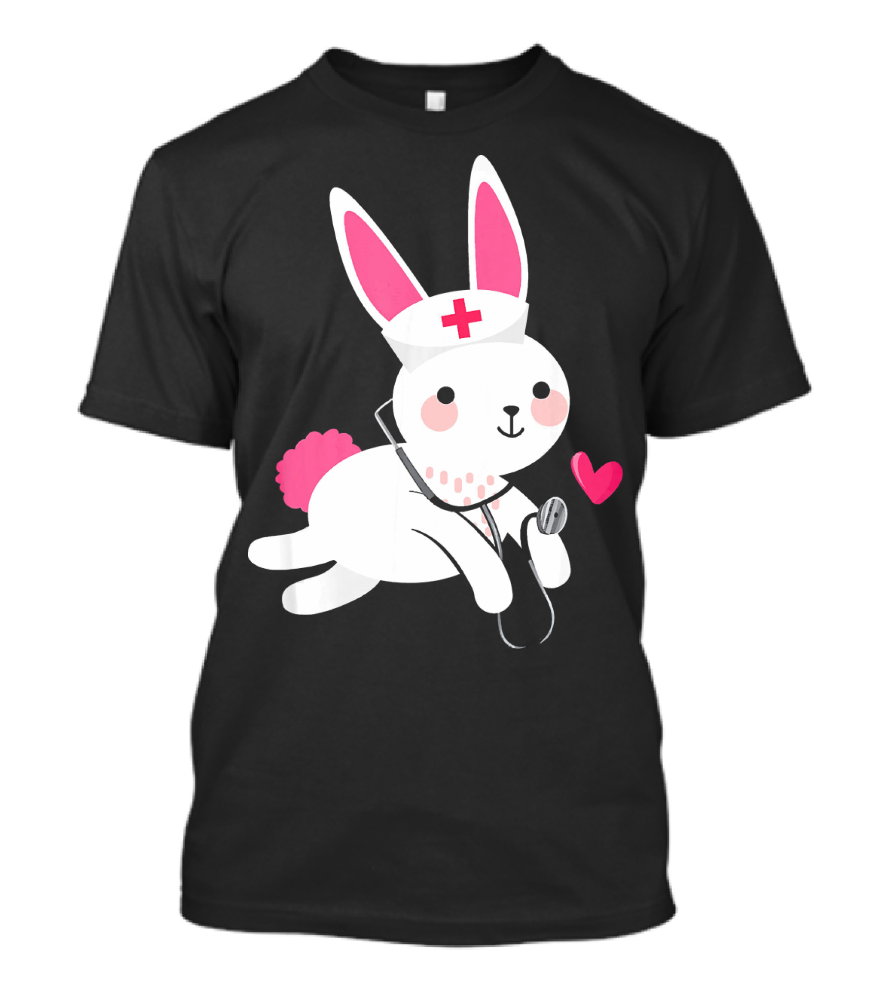 Cute Nurse Bunny Easter Humor Stethoscope And Heart T-Shirt