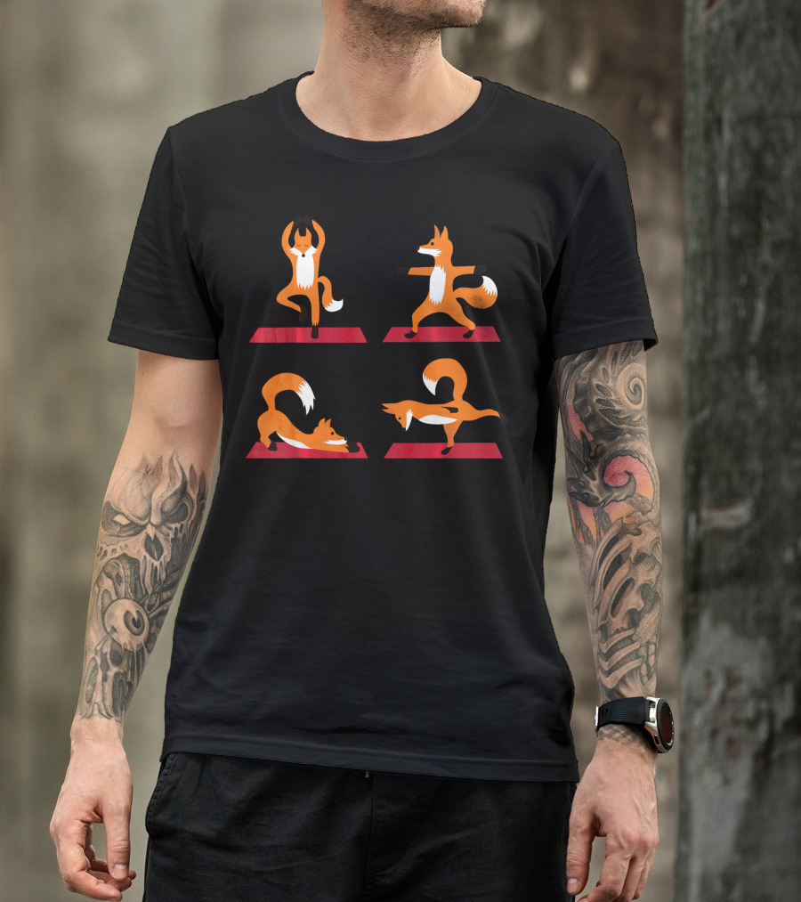 Funny Red Foxes Practicing Yoga Poses T-Shirt