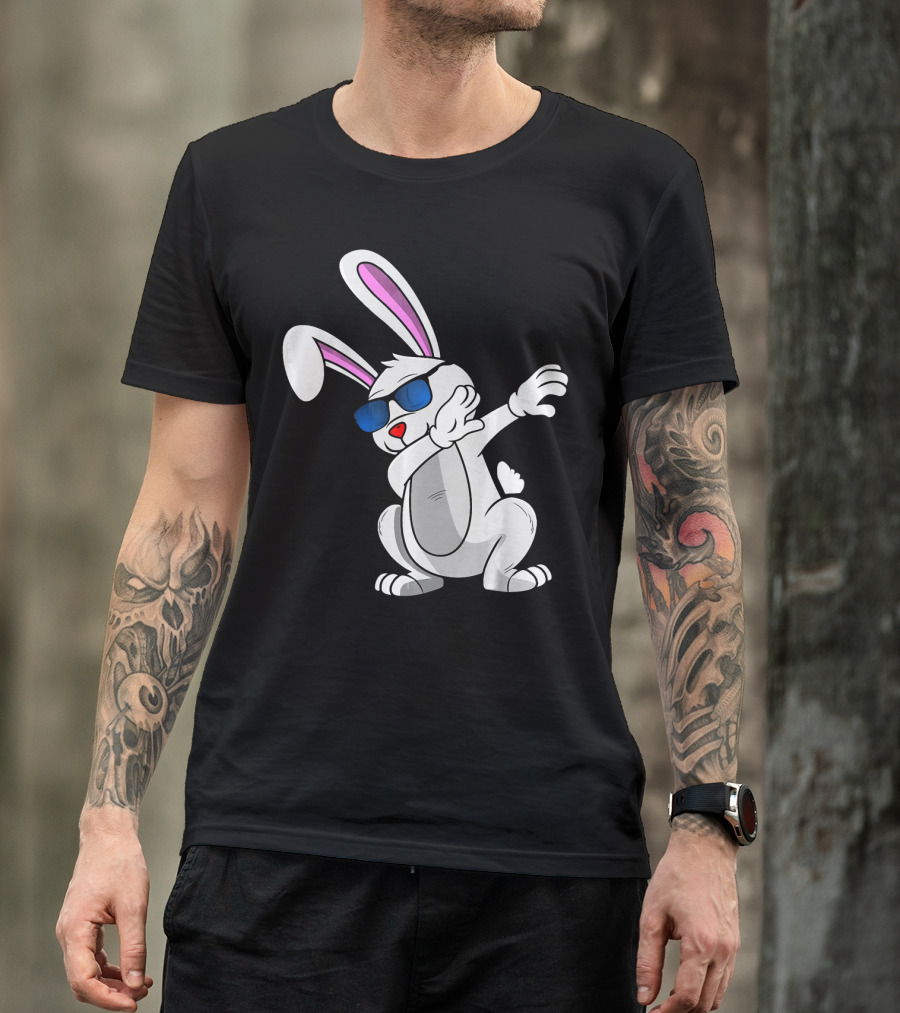 Easter Bunny Dabbing Cool Sunglasses Easter Day T-Shirt
