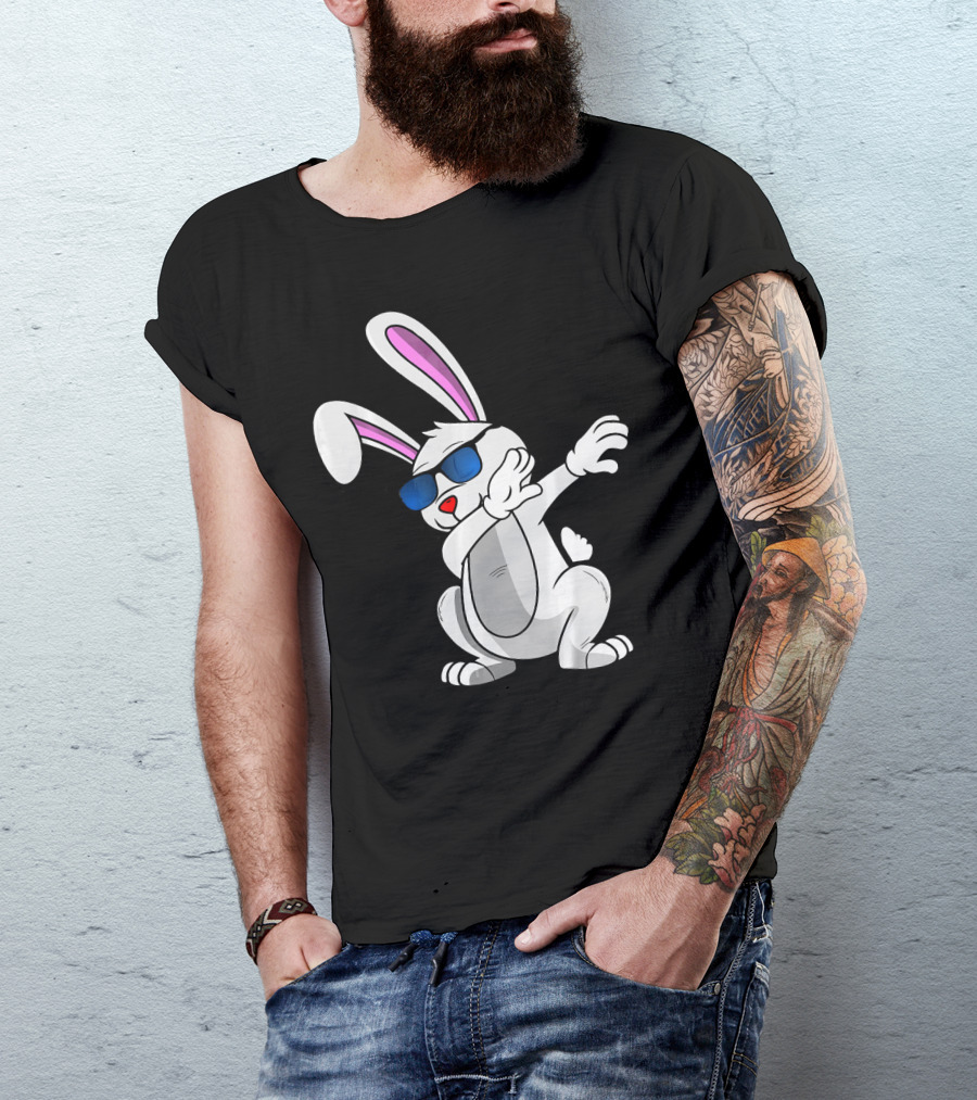 Easter Bunny Dabbing Cool Sunglasses Easter Day T-Shirt
