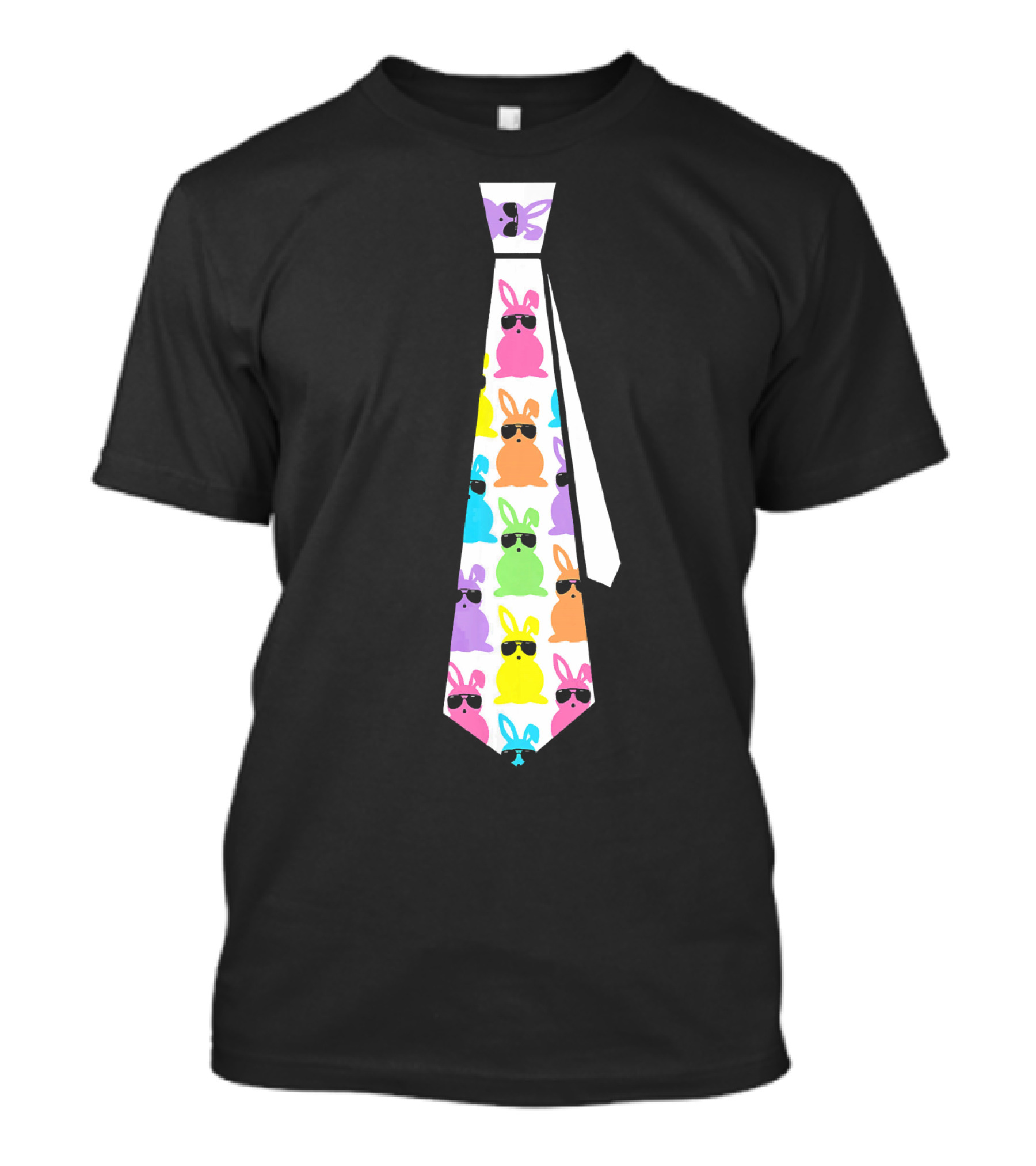 Colorful Cool Sunglasses Easter Bunny Necktie T-Shirt