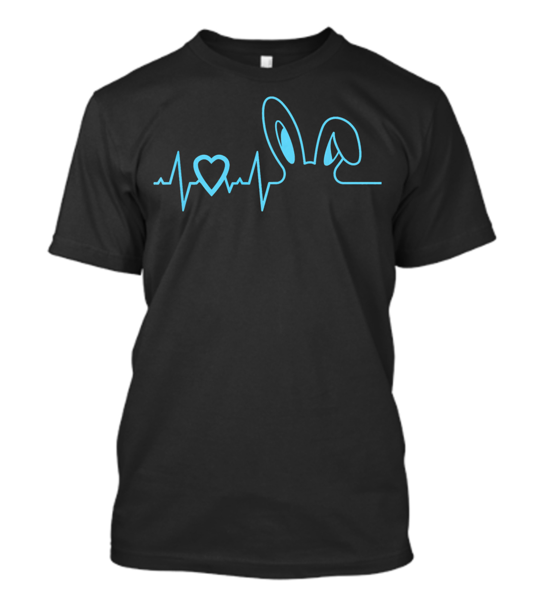 Heartbeat Bunny Ears Line Art With Heart Monitor T-Shirt