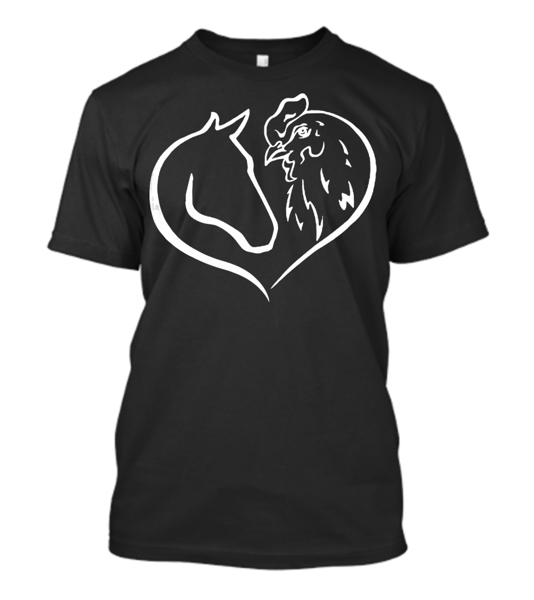 Easily Distracted By Horses And Chickens Heart T-Shirt