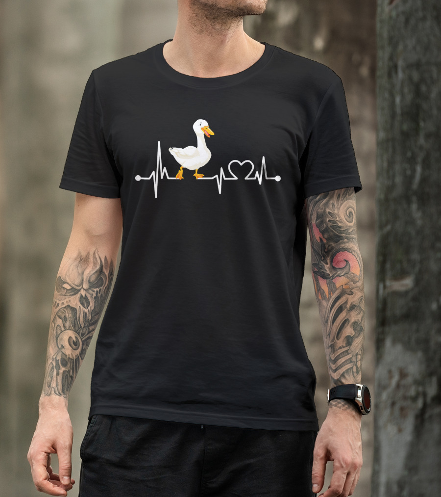 Goose Heartbeat Funny Farmer Farming Farm Duck Love T-Shirt