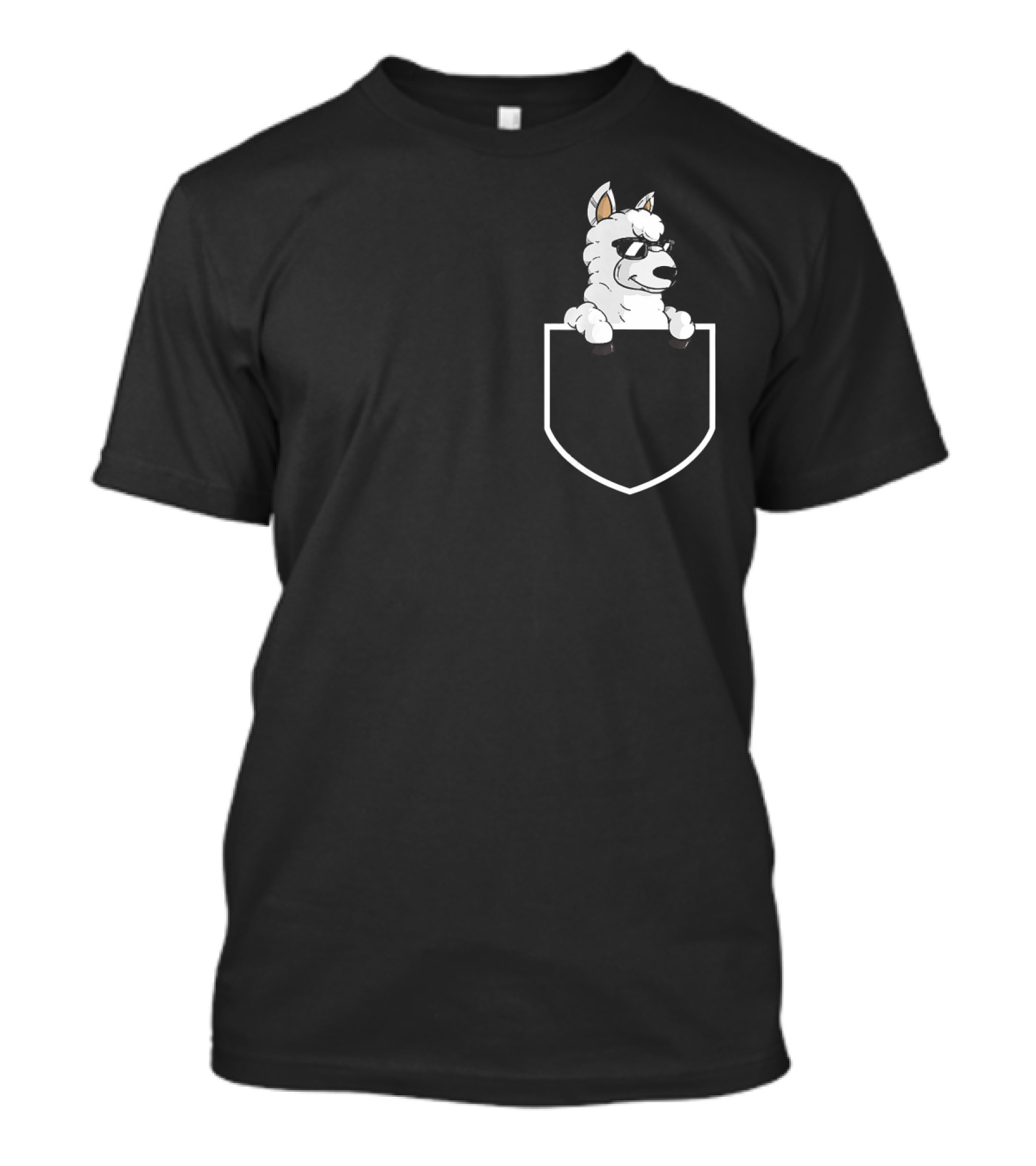 Fake Pocket Alpaca Llama With Sunglasses T-Shirt