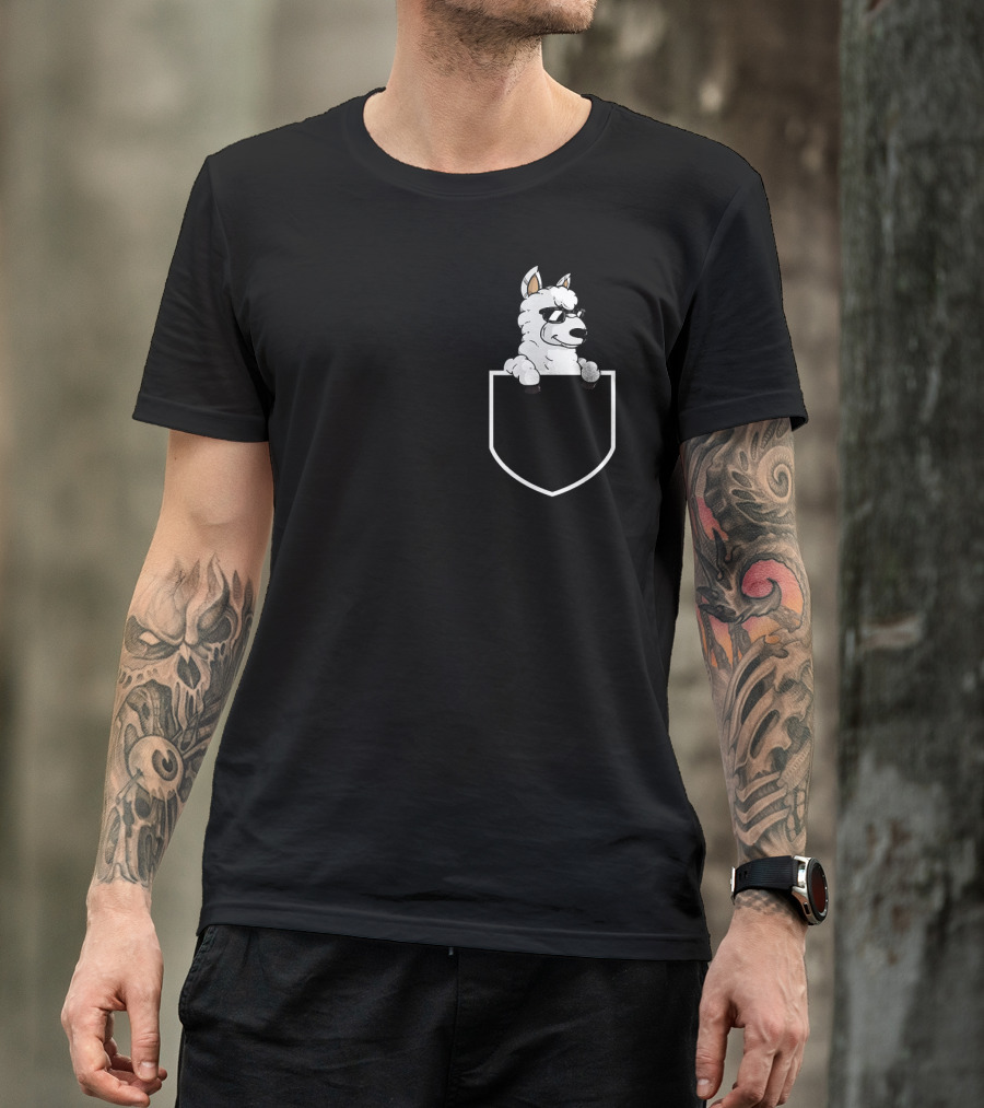 Fake Pocket Alpaca Llama With Sunglasses T-Shirt