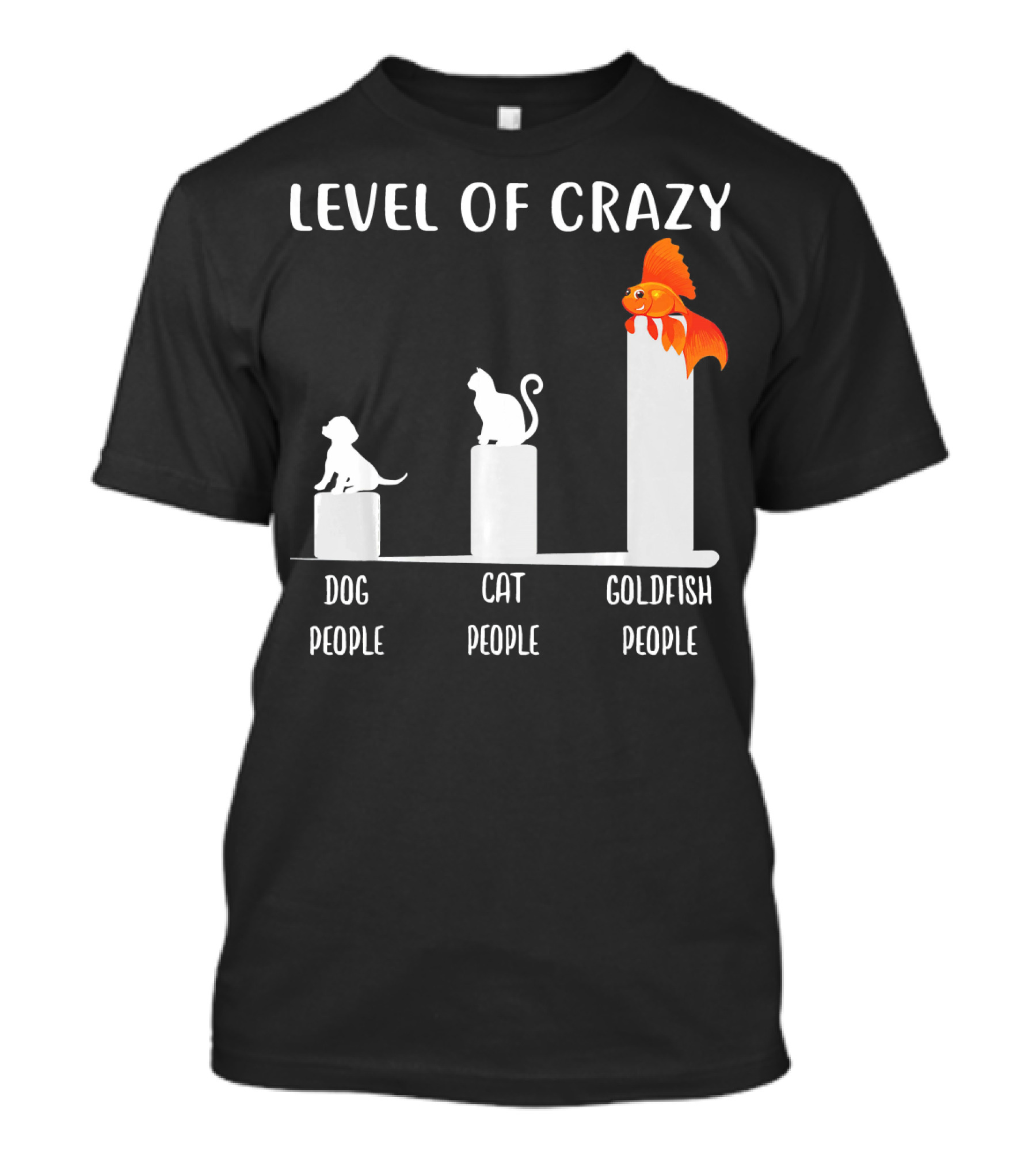 Level Of Crazy Dog People Cat People Goldfish People T-Shirt