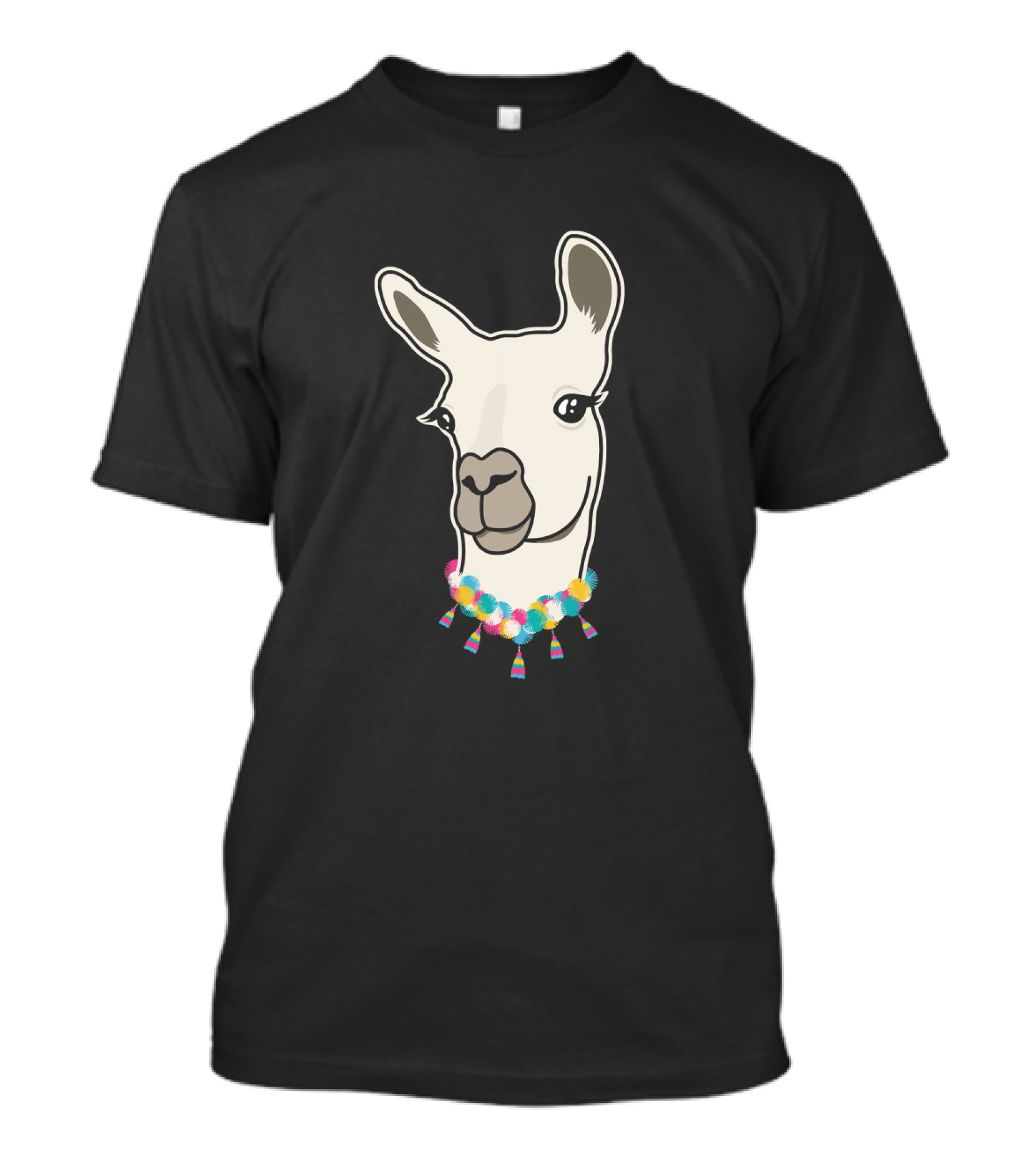 Llama Face With Colorful Necklace For Alpaca Lovers T-Shirt