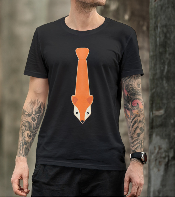 Fox Head Shaped Orange Tie T-Shirt