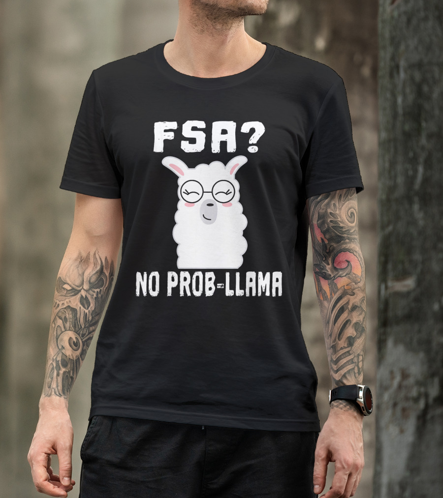 FSA No Prob Llama Teacher Educat Glasses Smiling Llama T-Shirt