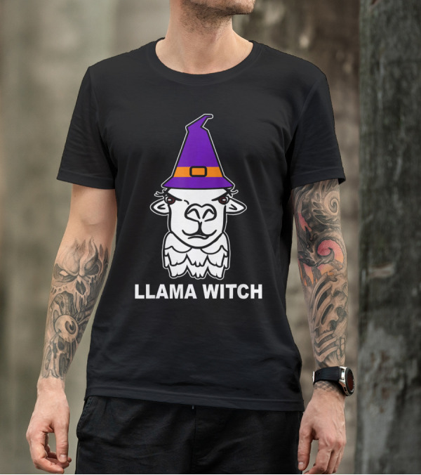 Llama Witch Halloween Funny Alpaca Lovers Creepy Hat T-Shirt