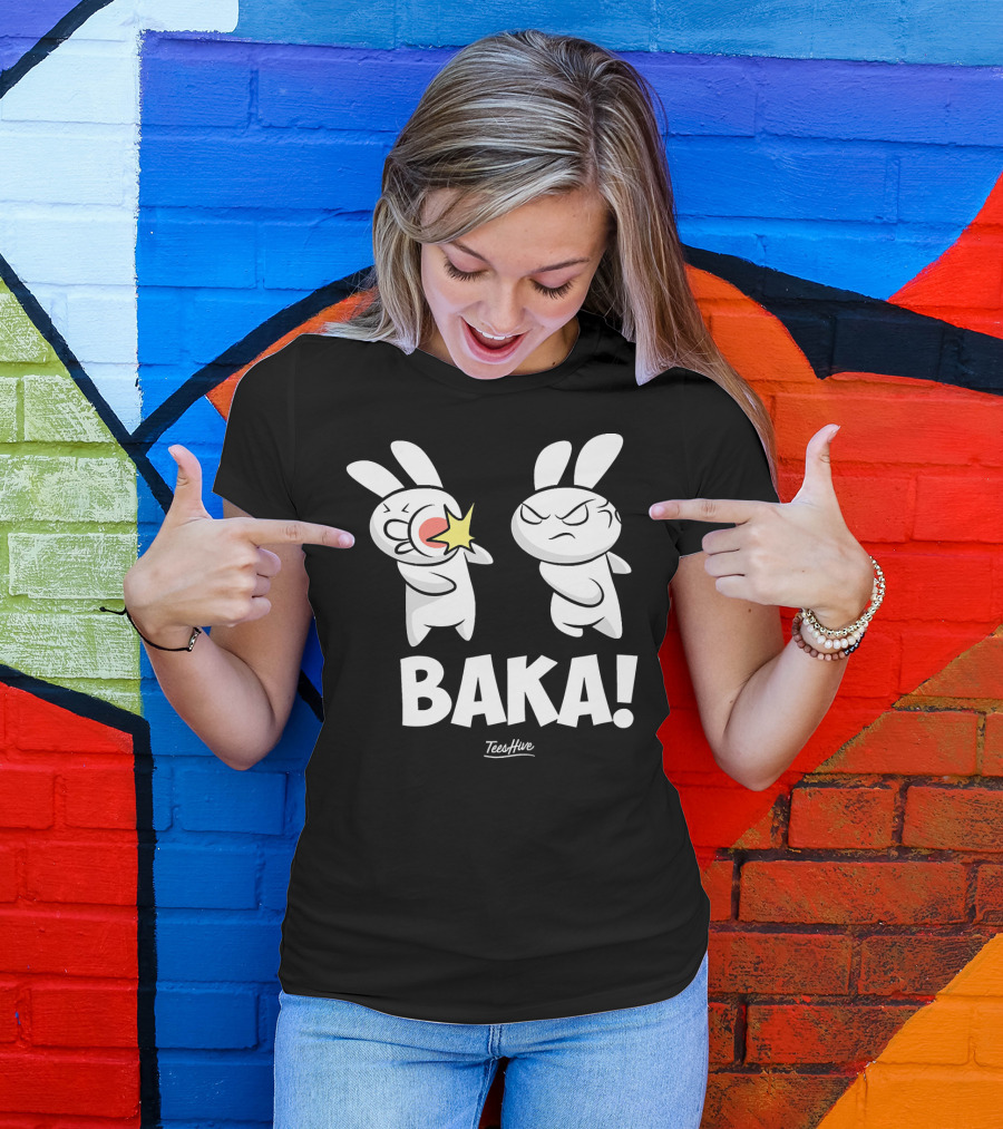 BAKA Funny Anime Japanese Rabbit TeesHive T-Shirt